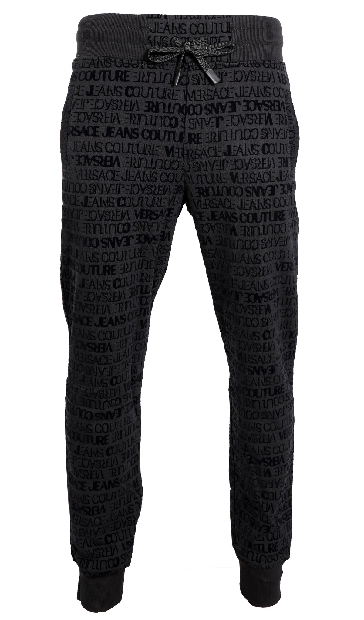 FELPA HEAVY PRINT LOGO FLOCK SWEATPANTS - BLACK