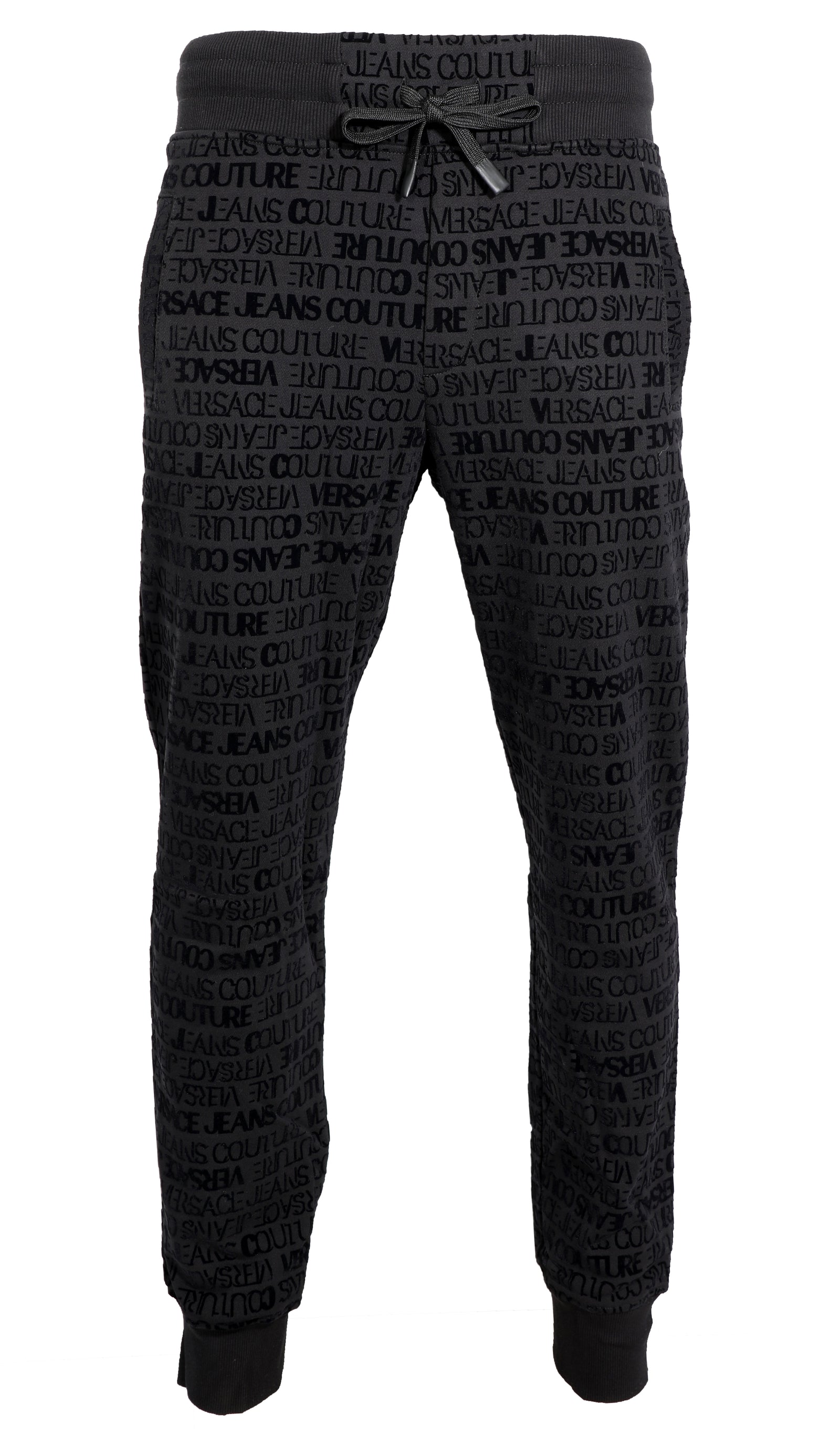 Versace Jeans Couture Felpa Heavy Print Logo Flock Sweatpants in black – view 1 of 1