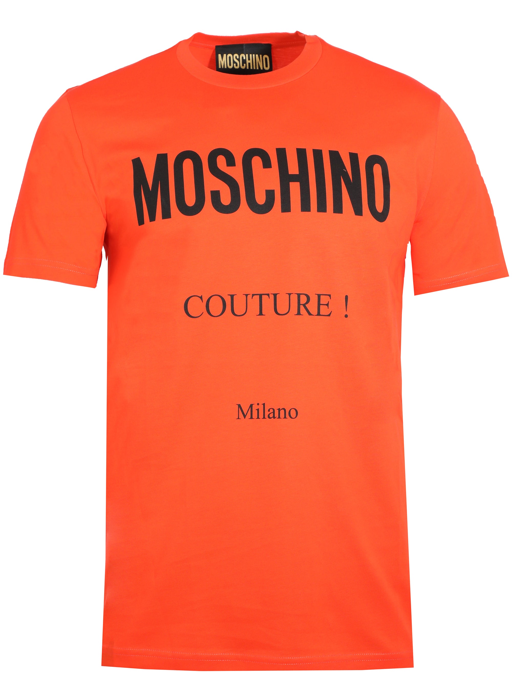 COTTON T-SHIRT WITH MOSCHINO COUTURE PRINT - ORANGE