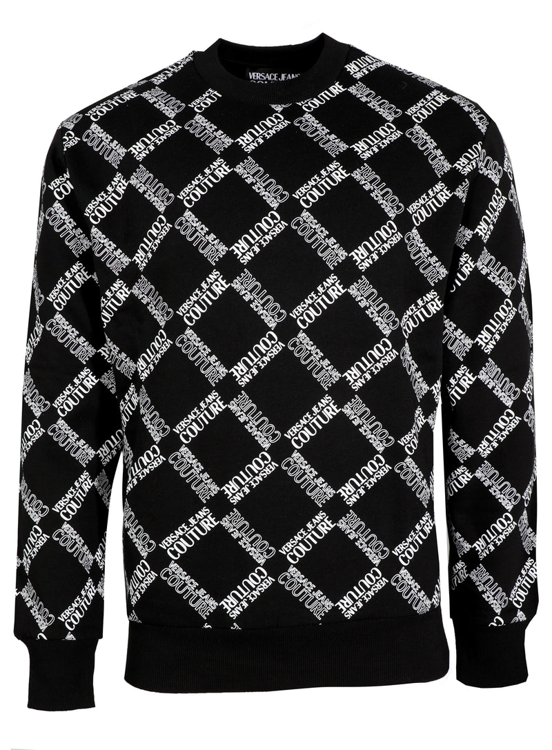 Brush Cotton Allover Rhombus Sweatshirt - Black