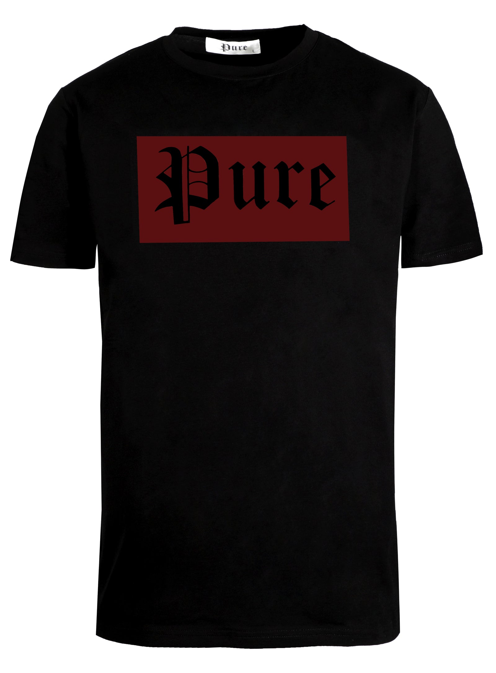 PURE BLOCK LOGO TEE BLACK/BURGUNDY