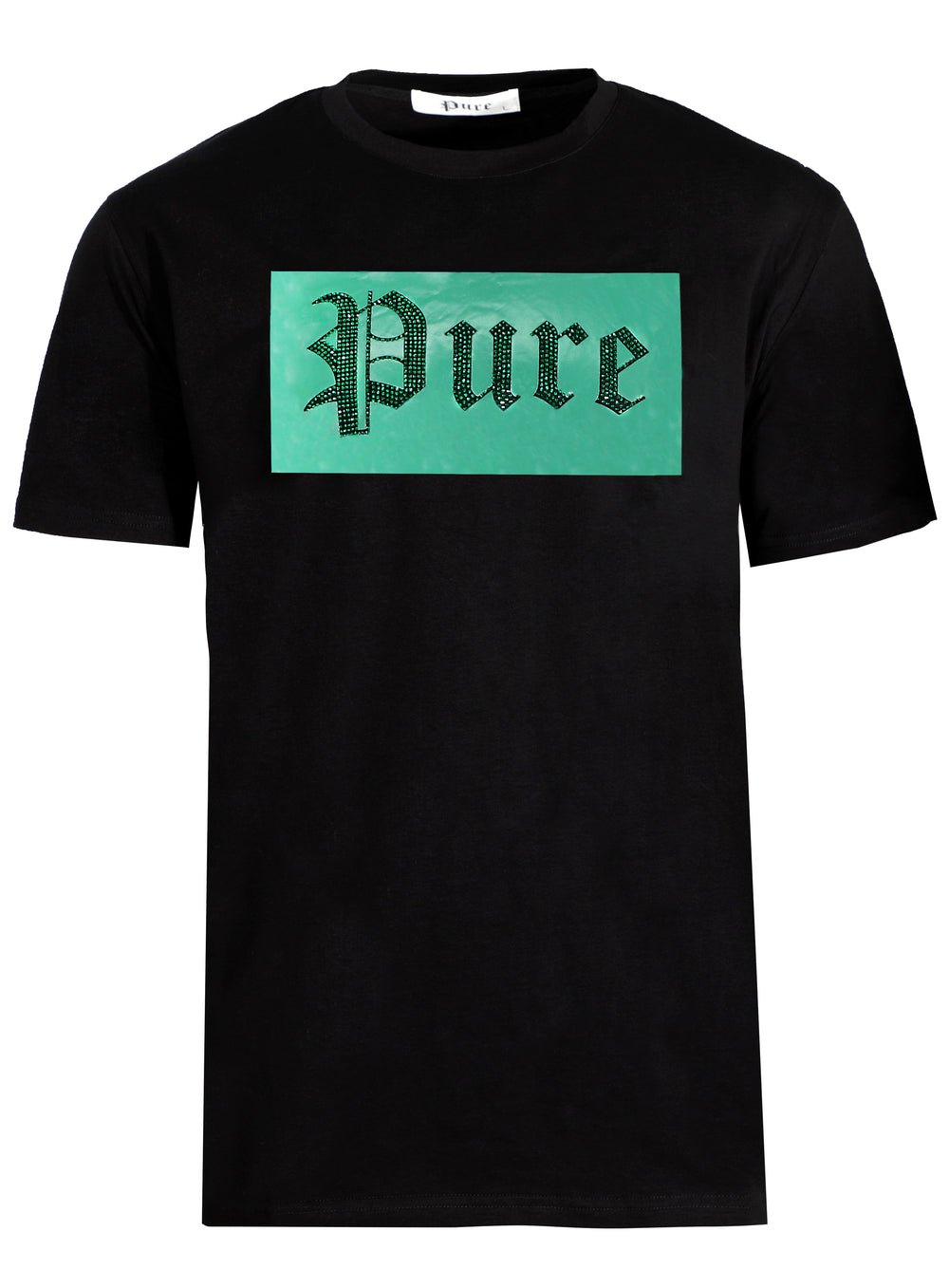 Black Pure Tee with Green Diamond Block Logo in black/green – view 1 of 2