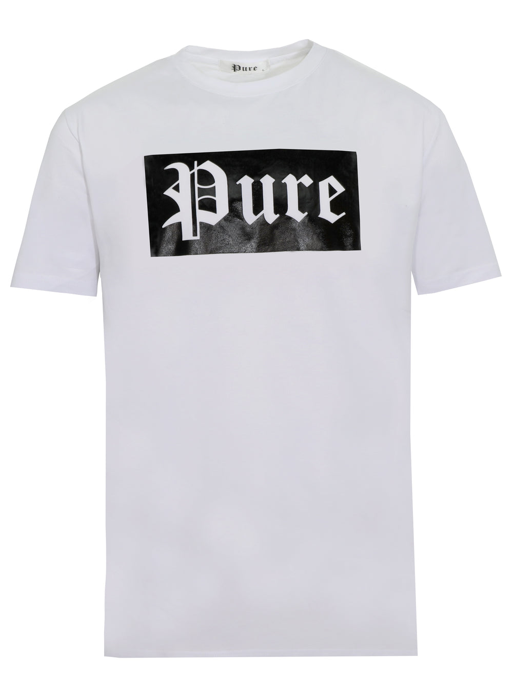Stretch Pure Tee White with Black Block Logo in white/black – view 1 of 9