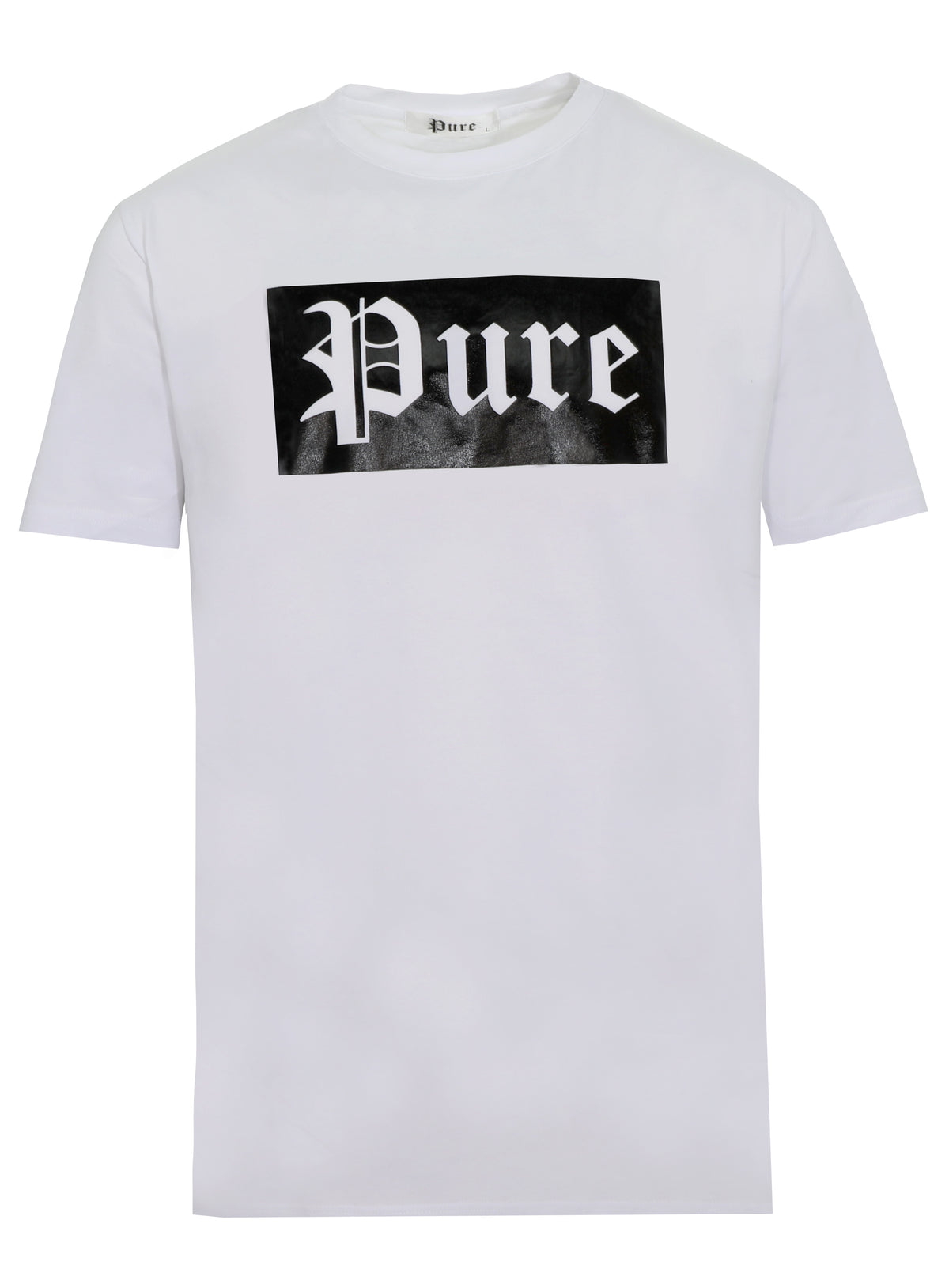 Stretch Pure Tee White with Black Block Logo in white/black – view 1 of 9