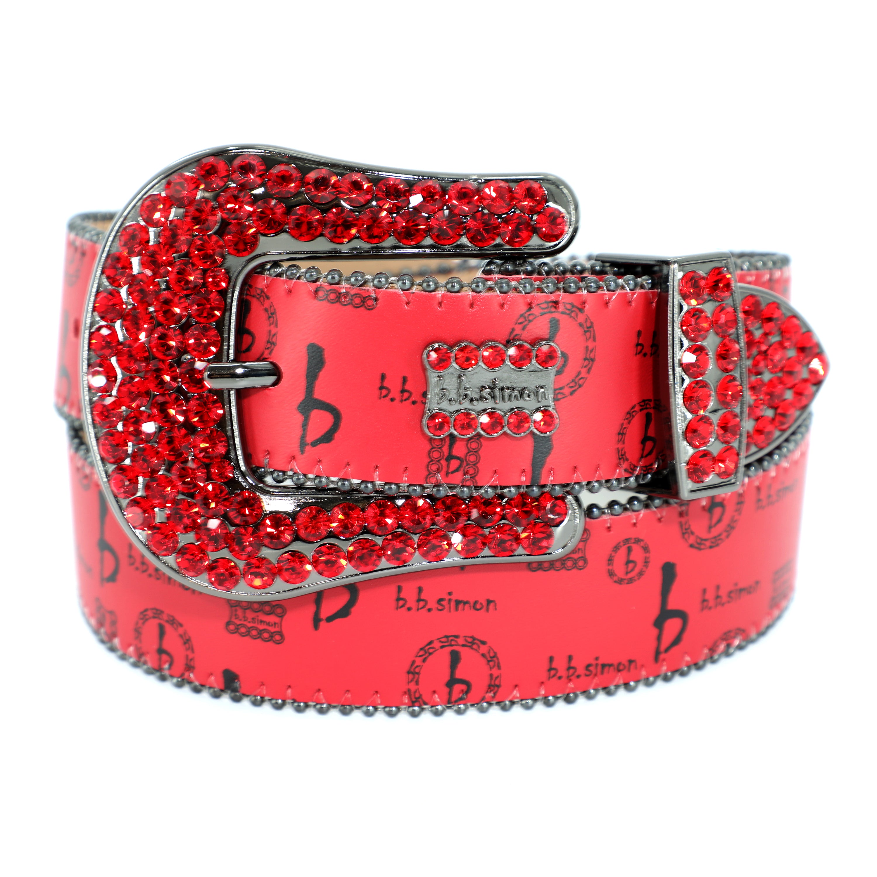 B.B. Simon Monogram Belt - Red 40 / Red