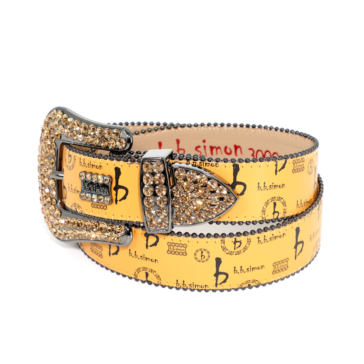 B.B. SIMON MONOGRAM BELT - YELLOW