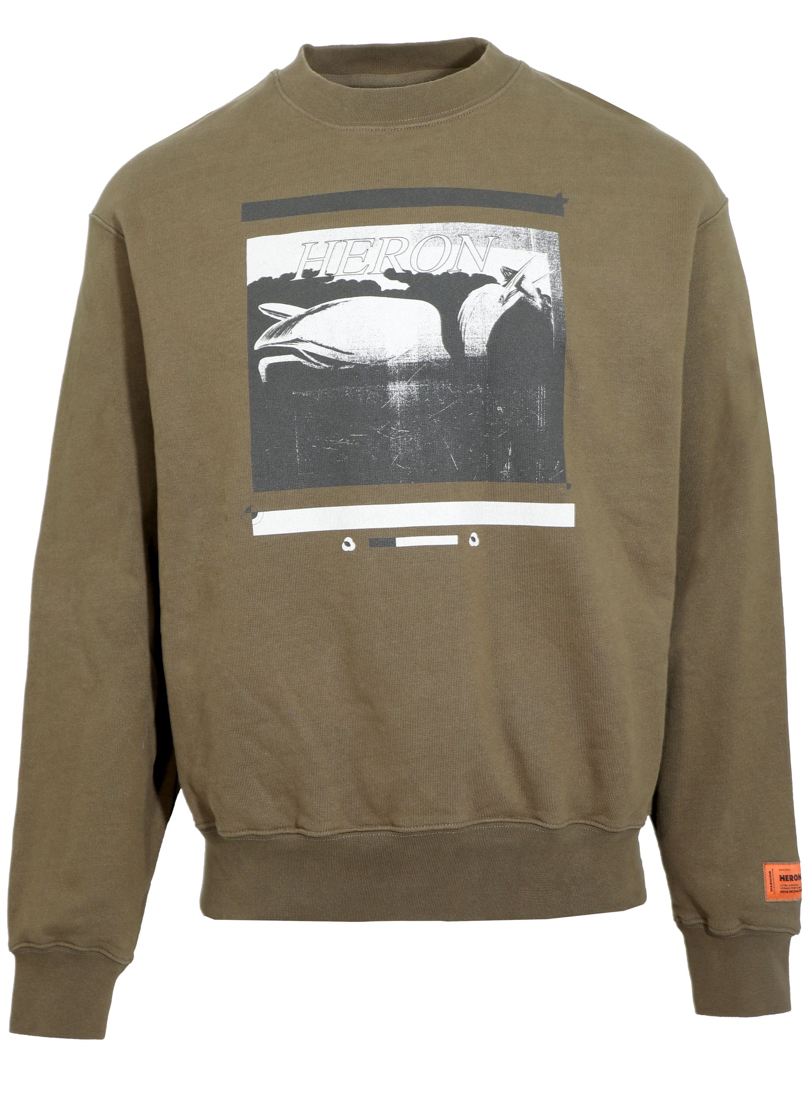 MISPRINTED HERON CREWNECK - OLIVE