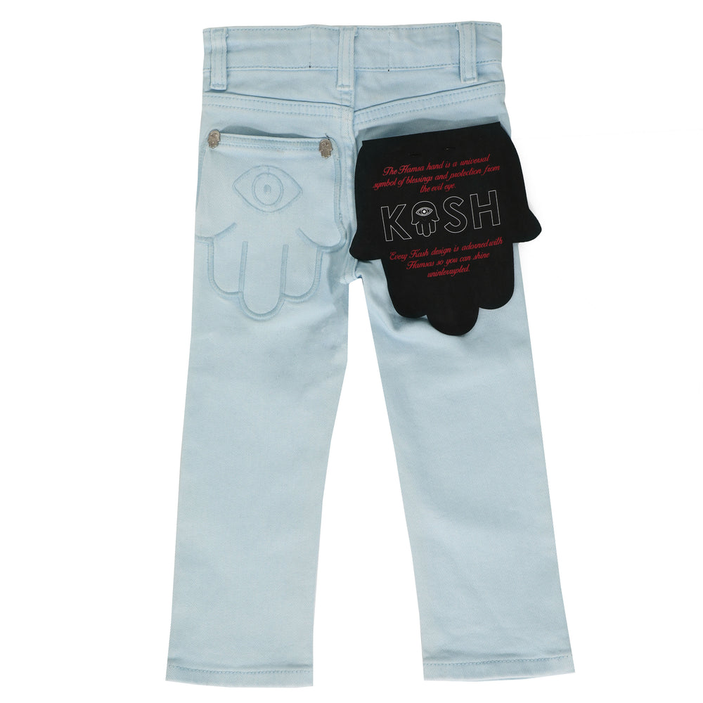 Kids KASH Denim w/ Hamsa Pocket - Blue