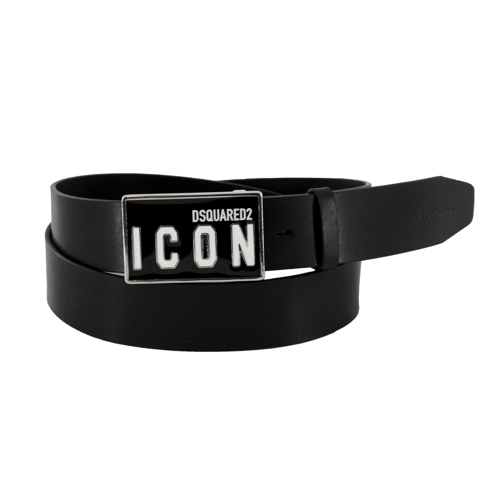 DSQUARED2 Be Icon Plaque Belt - Black – view 1 of 2