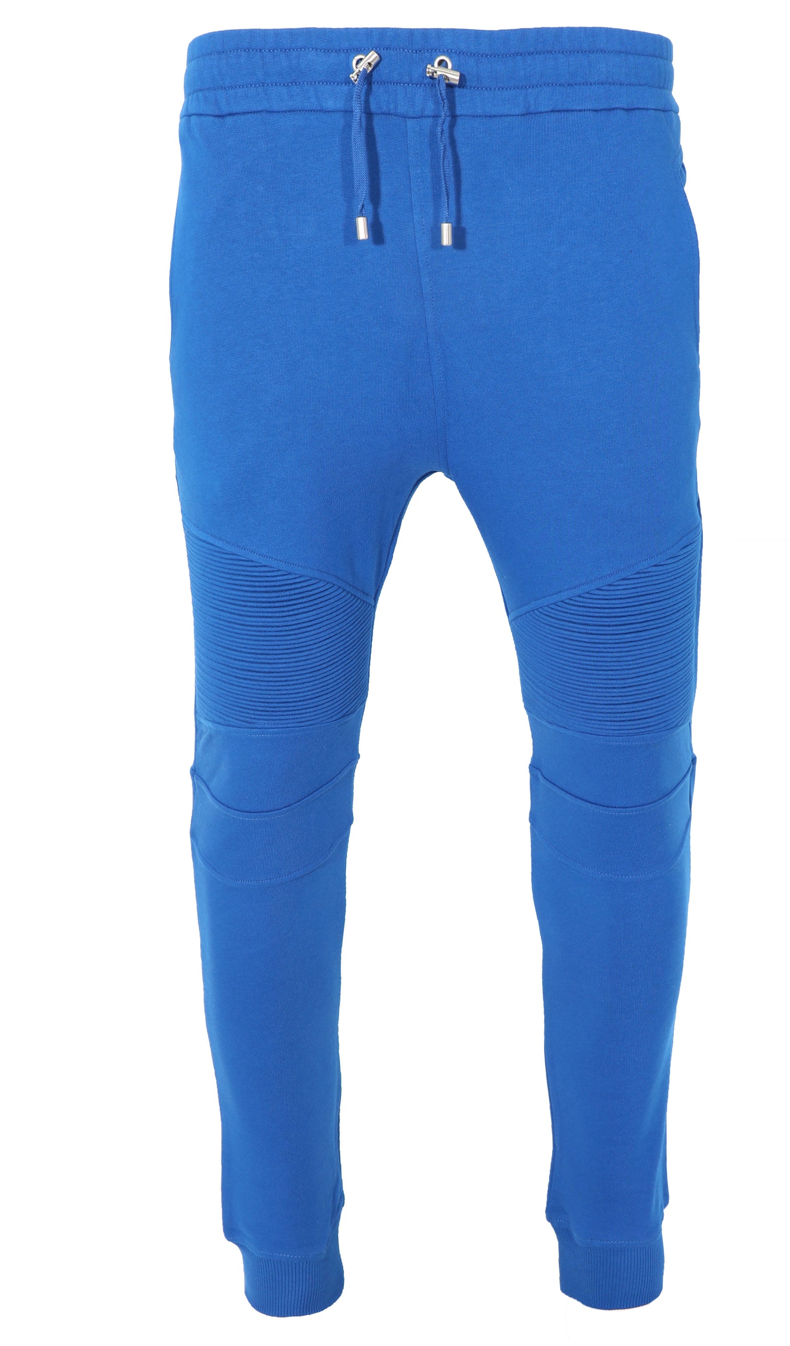RIBBED BALMAIN PRINTED SWEATPANTS - ELECTRIC BLUE