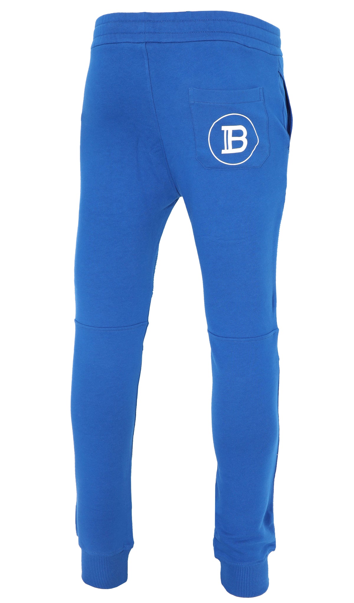 RIBBED BALMAIN PRINTED SWEATPANTS - ELECTRIC BLUE