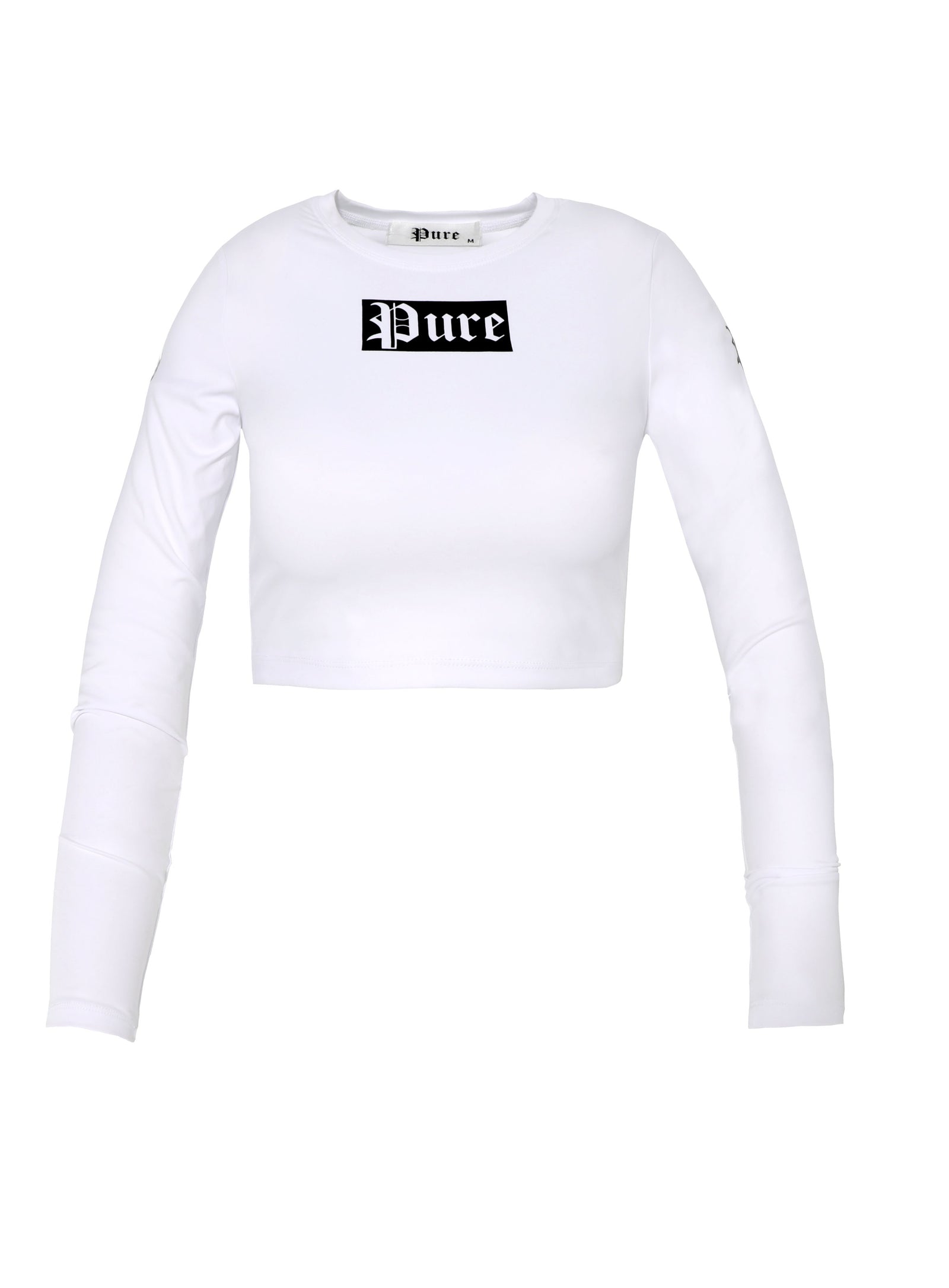 WOMEN'S PURE CROPPED LONG SLEEVE SHIRT - WHITE