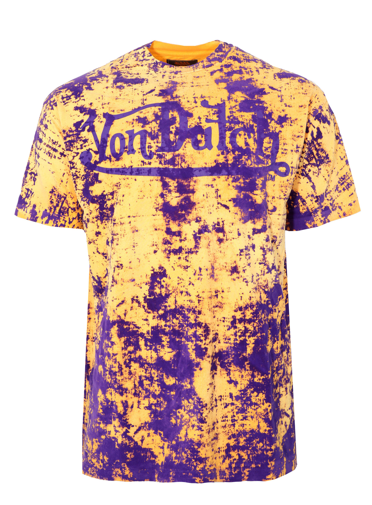 VON DUTCH LOGO TEE W/ PURPLE CRUSHED VELVET - YELLOW
