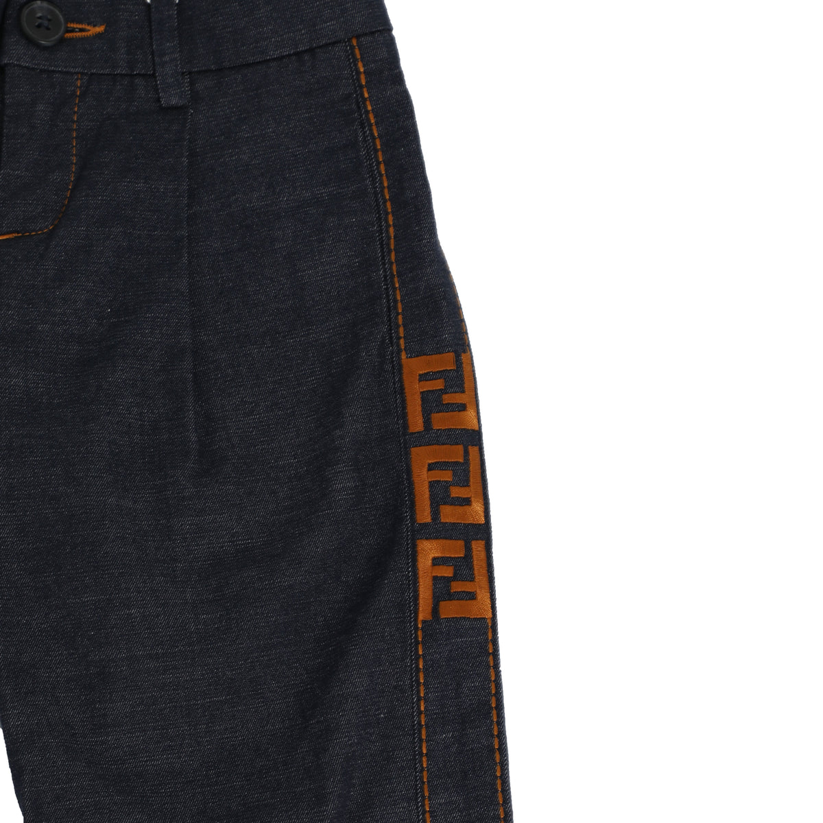 BOY DENIM PANTS W/ ORANGE STITCHING AND FF EMBROIDERY ON THE SIDE
