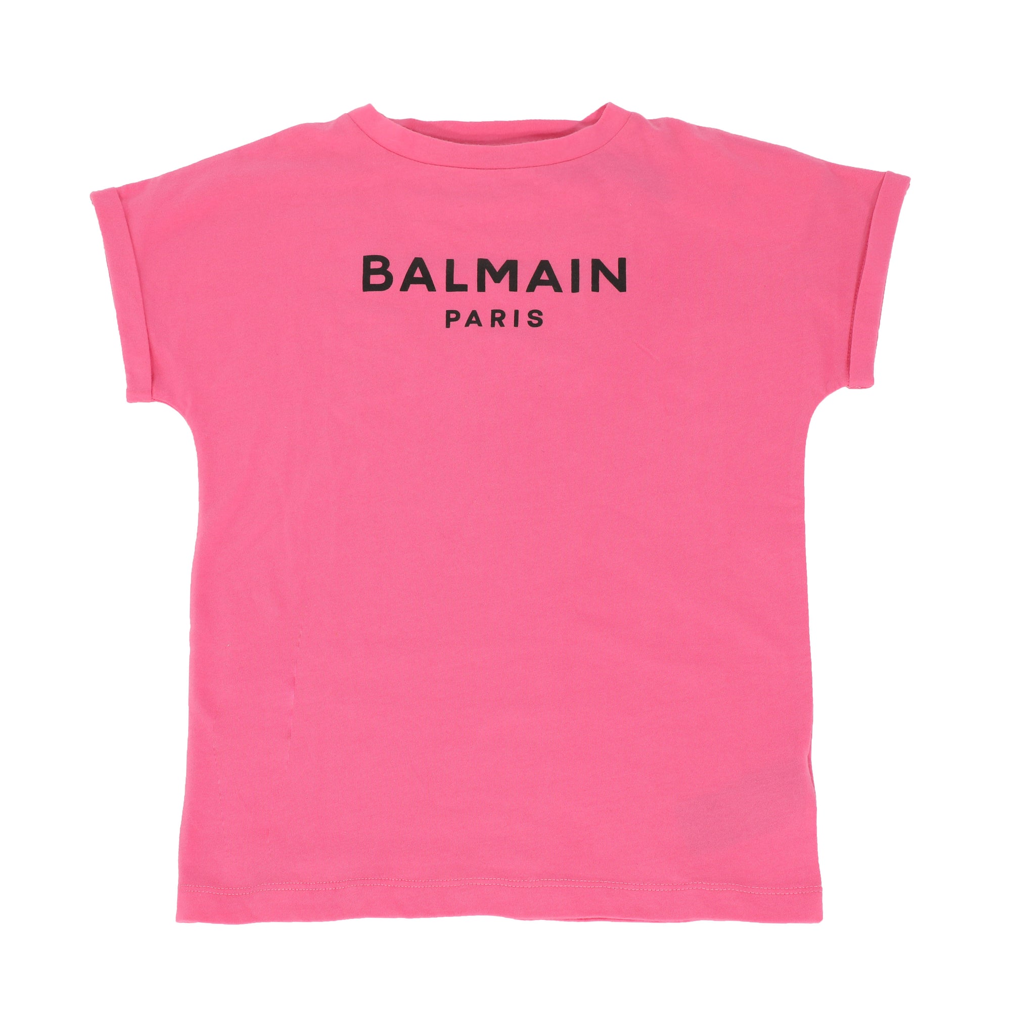 BALMAIN GIRLS MINI ME TEXT LOGO SS TEE-PINK