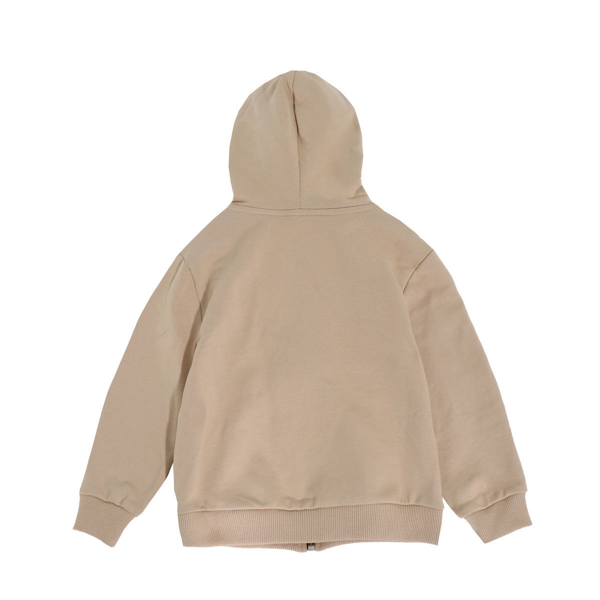 ZIP HOODIE W/ FLOCKED LOGO ON CHEST - HAZELNUT