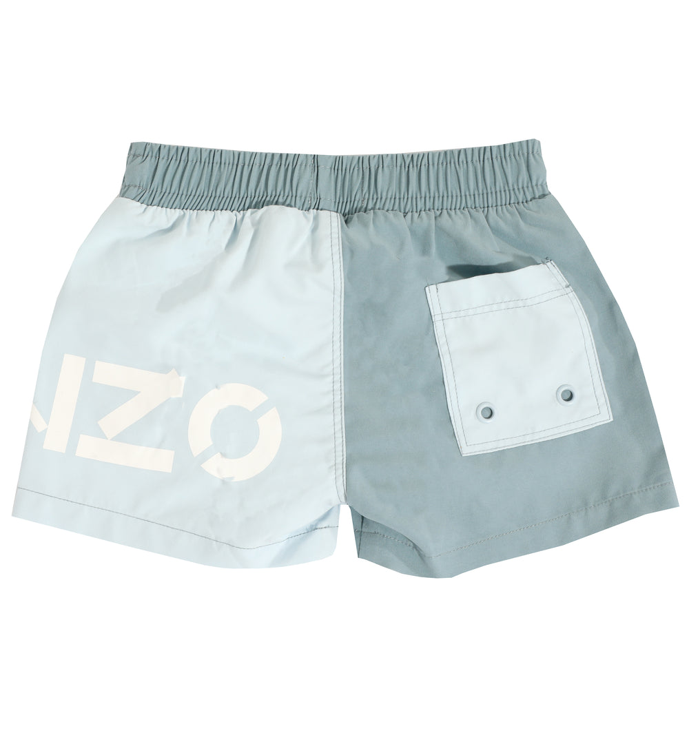 Kenzo Colorblock Nylon Surfer Shorts with Logo in navy – view 2 of 2