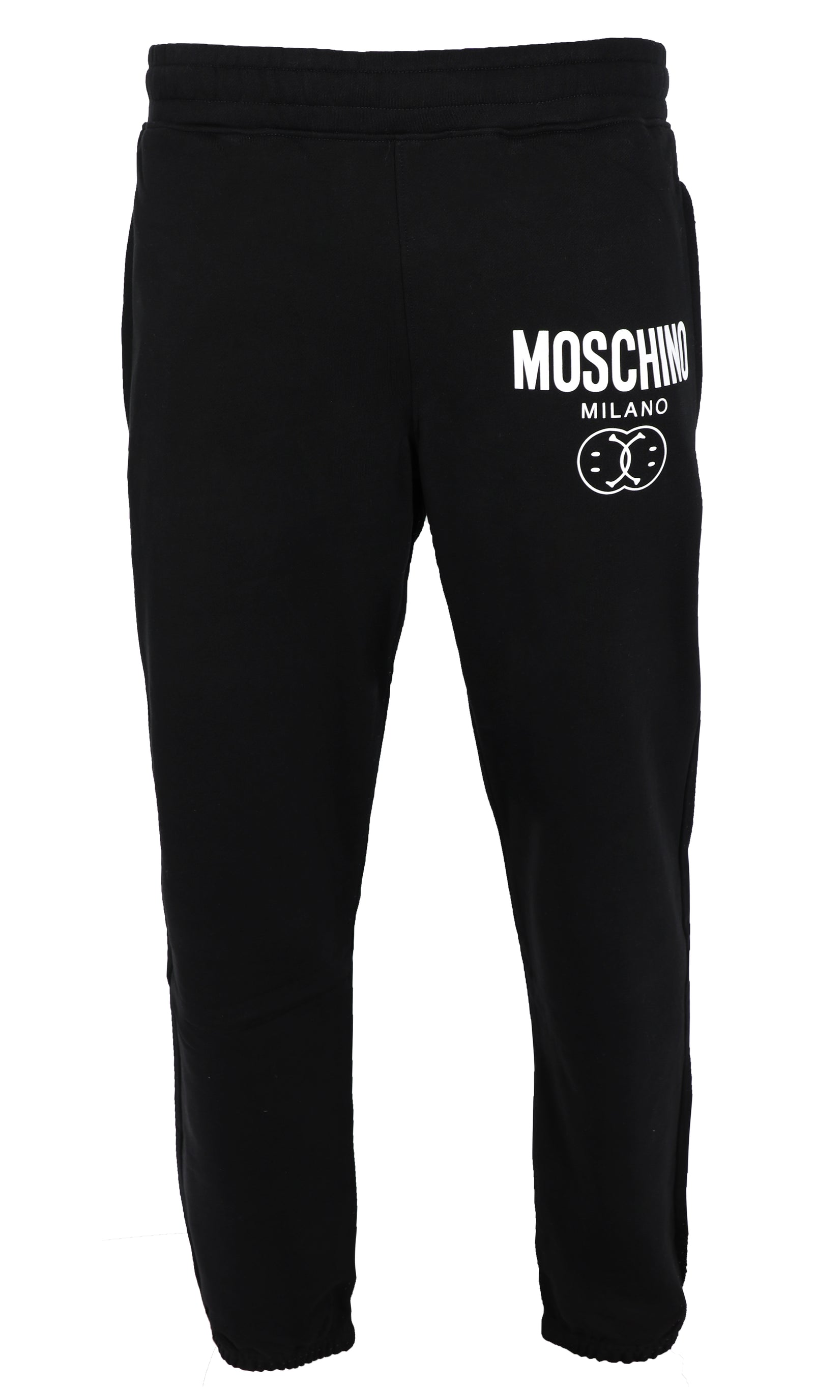 DOUBLE SMILEY LOGO ORGANIC FLEECE JOGGERS - BLACK