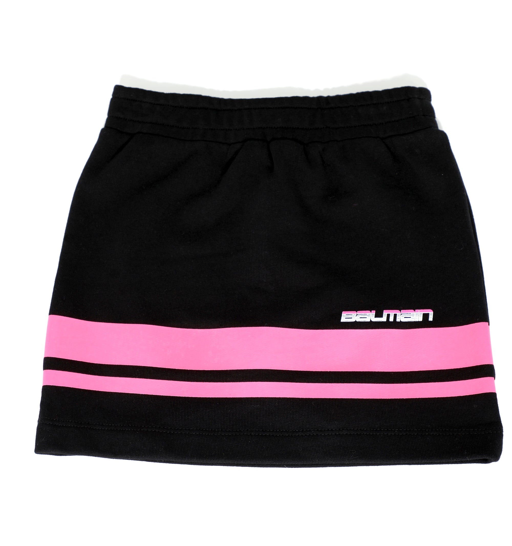 Girls Fitted Skirt with Stripe Detail and Logo-Black