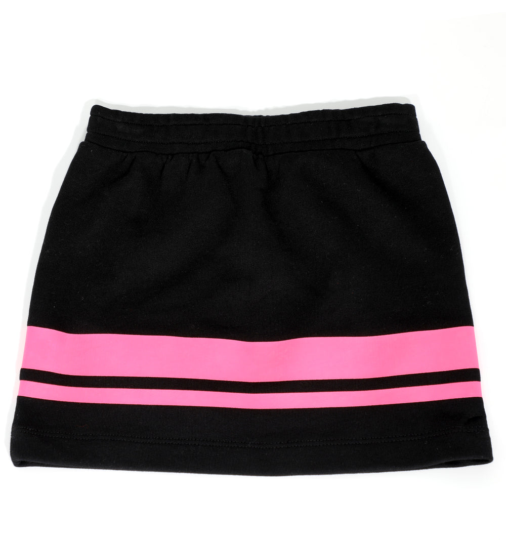 Girls Fitted Skirt with Stripe Detail and Logo-Black