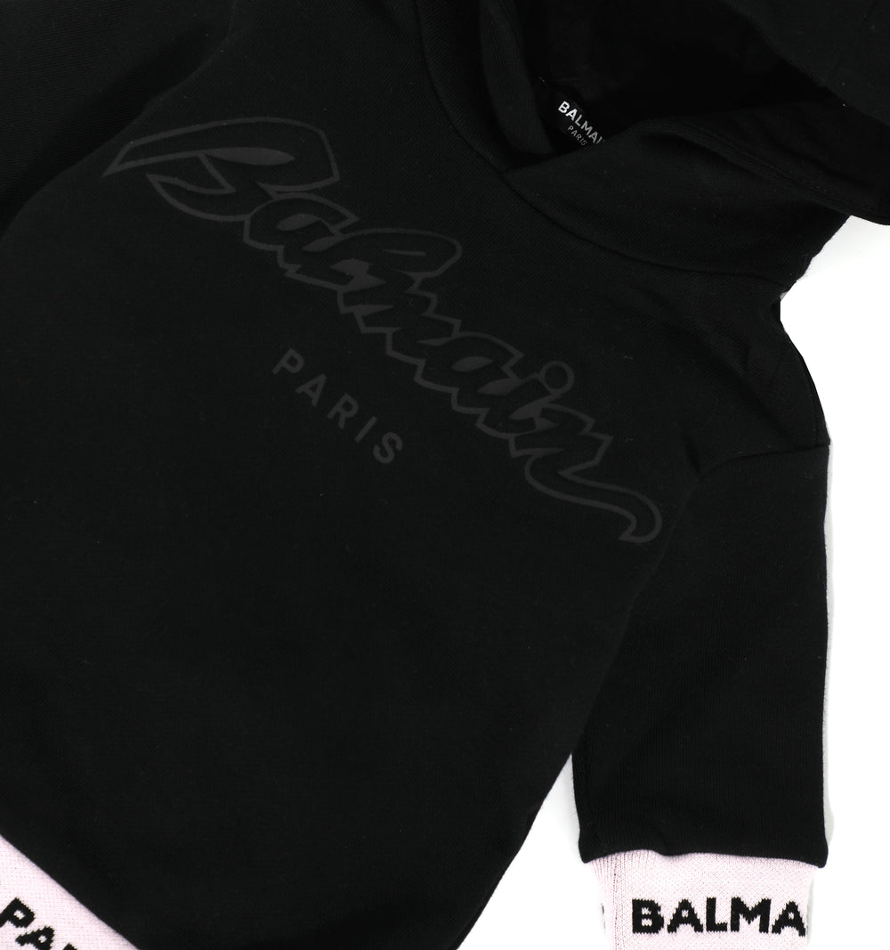Balmain Baby Sweat Dress with Logo Banding in black and pink – view 2 of 2