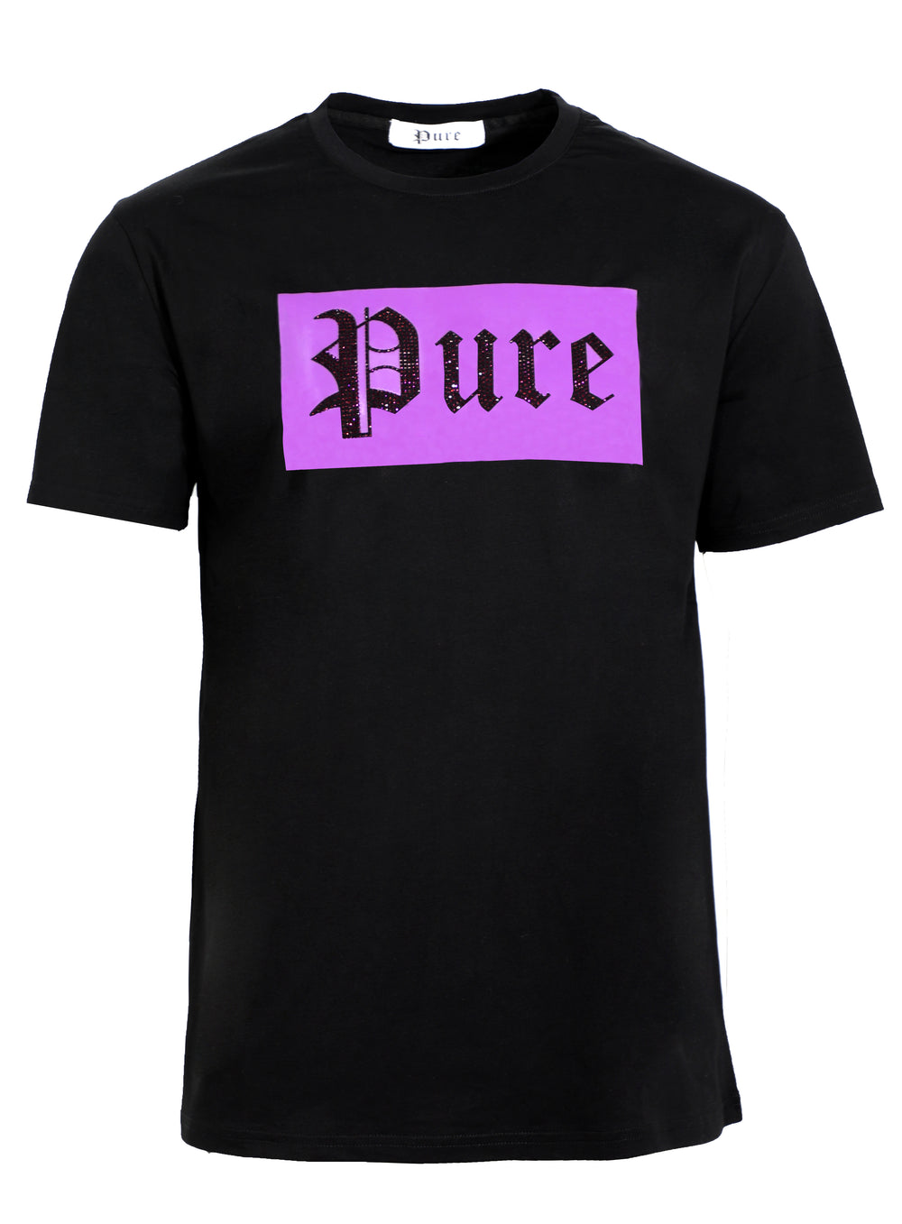 Pure black tee with purple diamond block logo – view 1 of 4