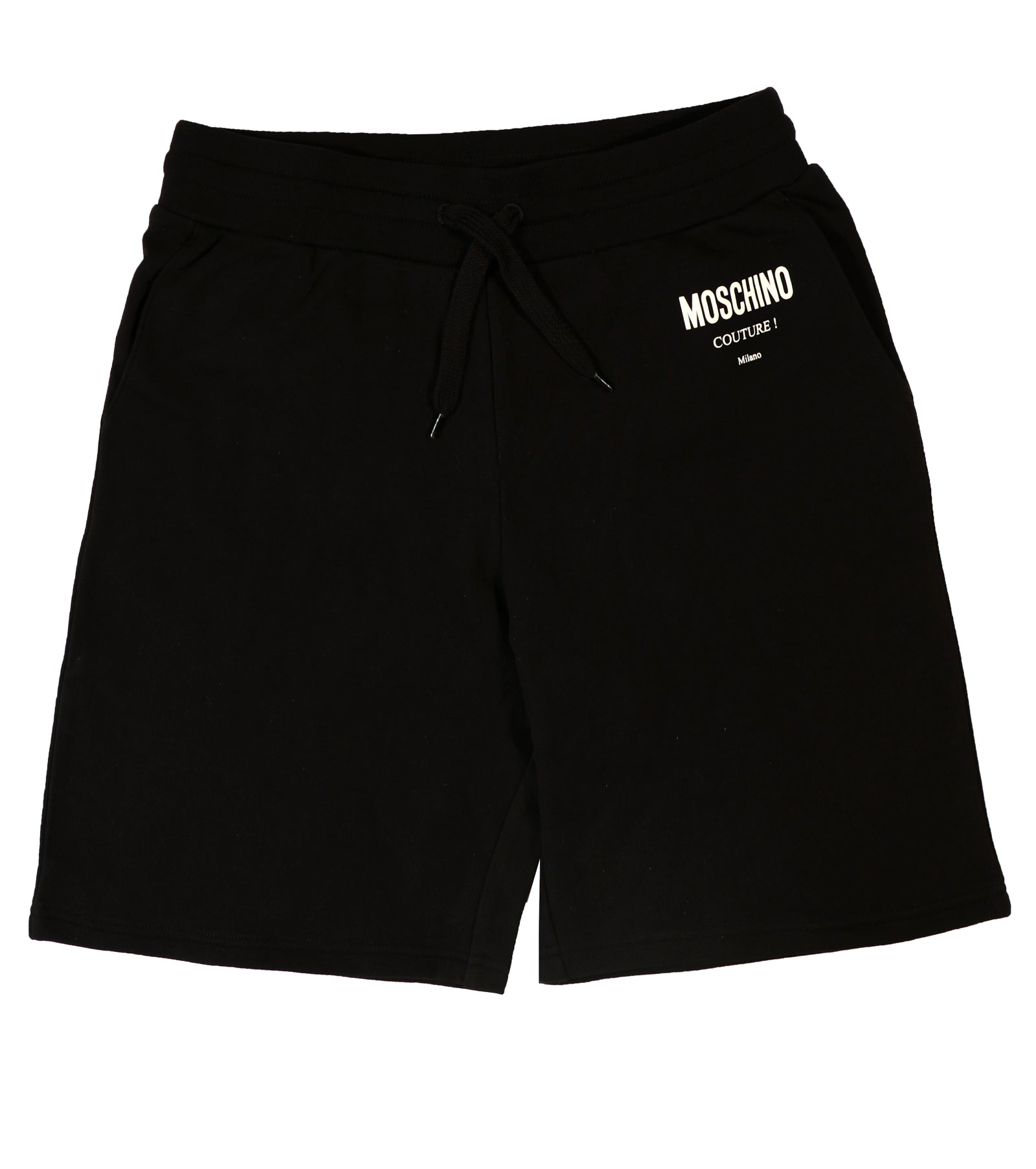 MOSCHINO LOGO SHORTS W/ WHITE TEXT-BLACK