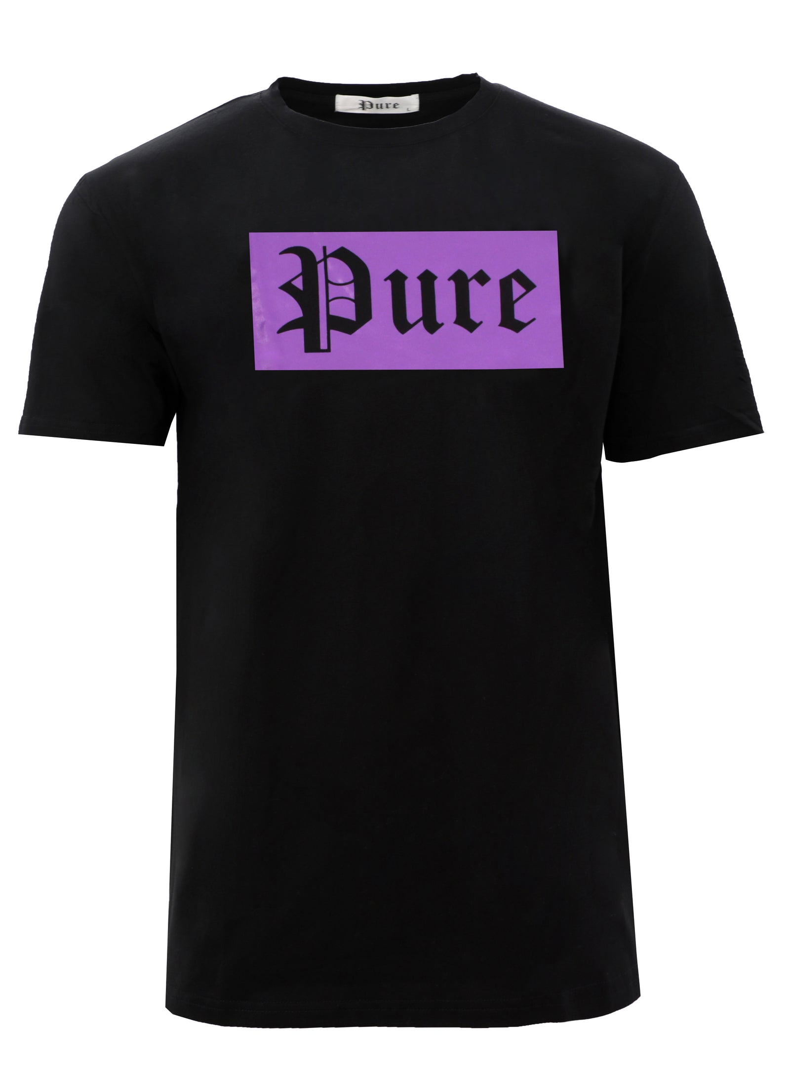 Pure Black Stretch Tee with Purple Block Logo in black with purple logo – view 2 of 5
