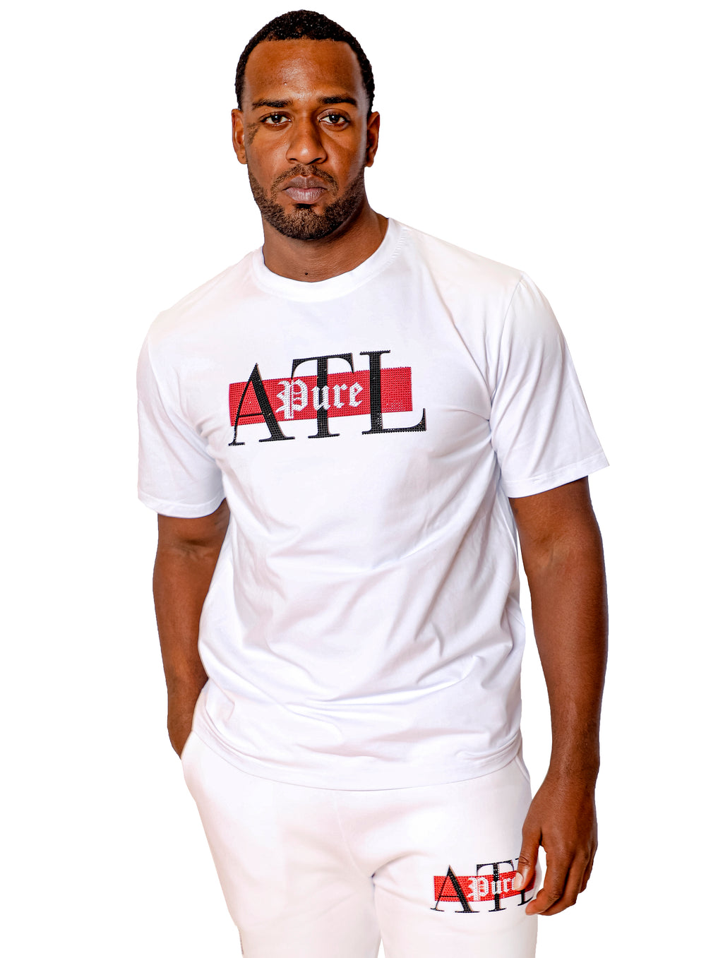 Pure ATL Logo Diamond Tee, white crew neck tee with red and black Pure logo diamond – view 3 of 11