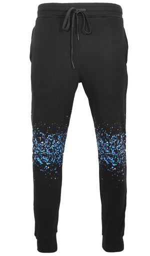 Paint and Crystals Splattered Sweatpants - Black