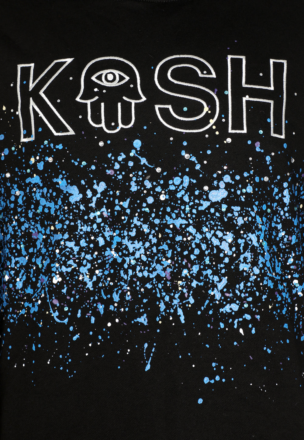 Kash Paint and Crystals Splattered Hoodie in black – view 4 of 4