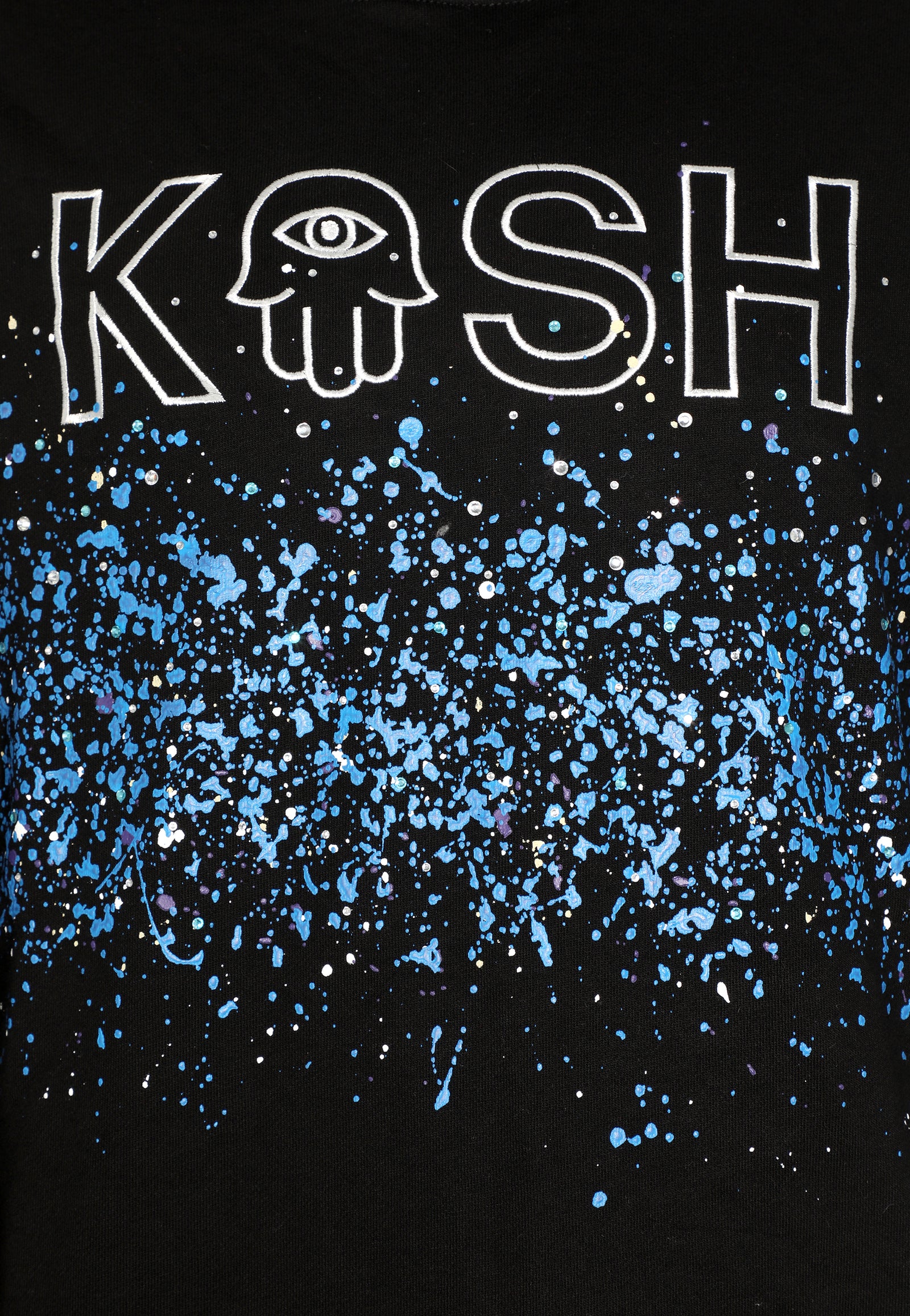 Kash Paint and Crystals Splattered Hoodie in black – view 4 of 4