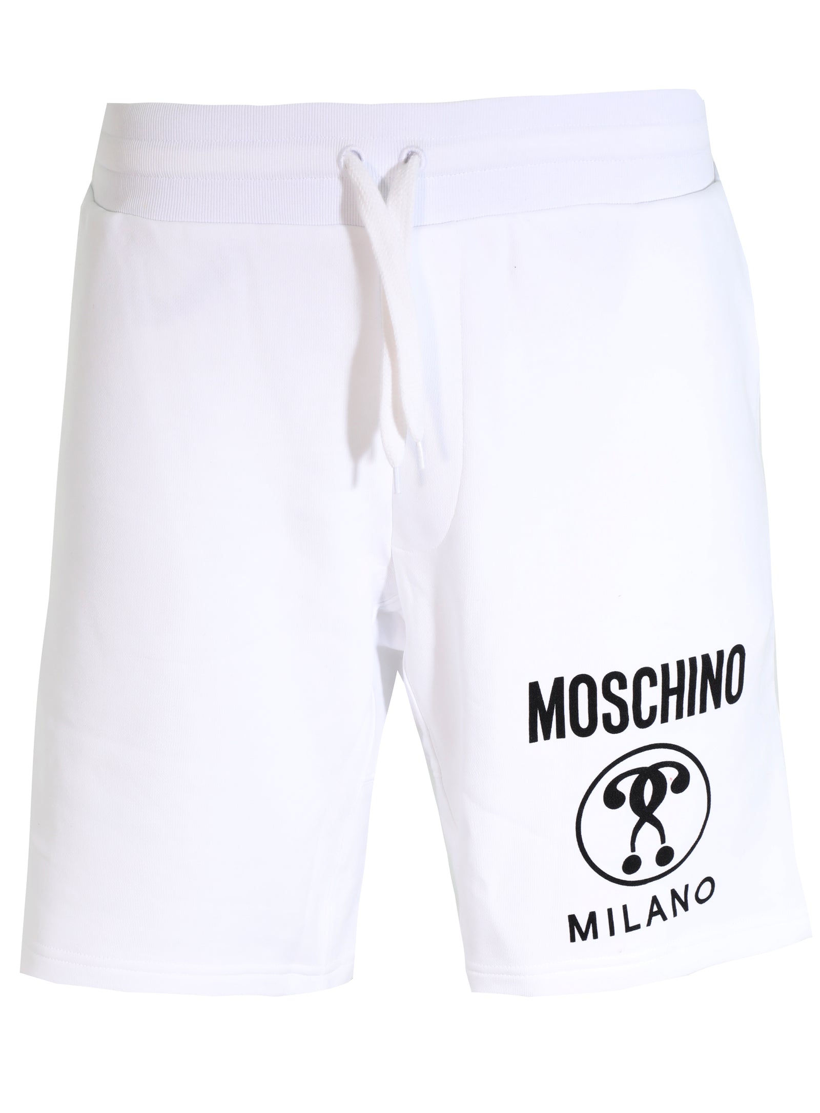 DOUBLE QUESTION MARK COTTON SHORTS - WHITE