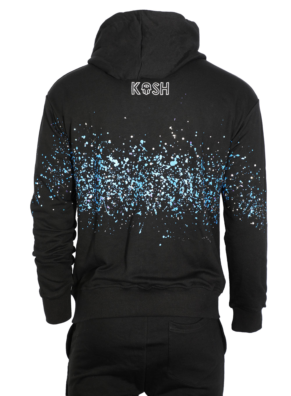 Kash Paint and Crystals Splattered Hoodie in black – view 3 of 4