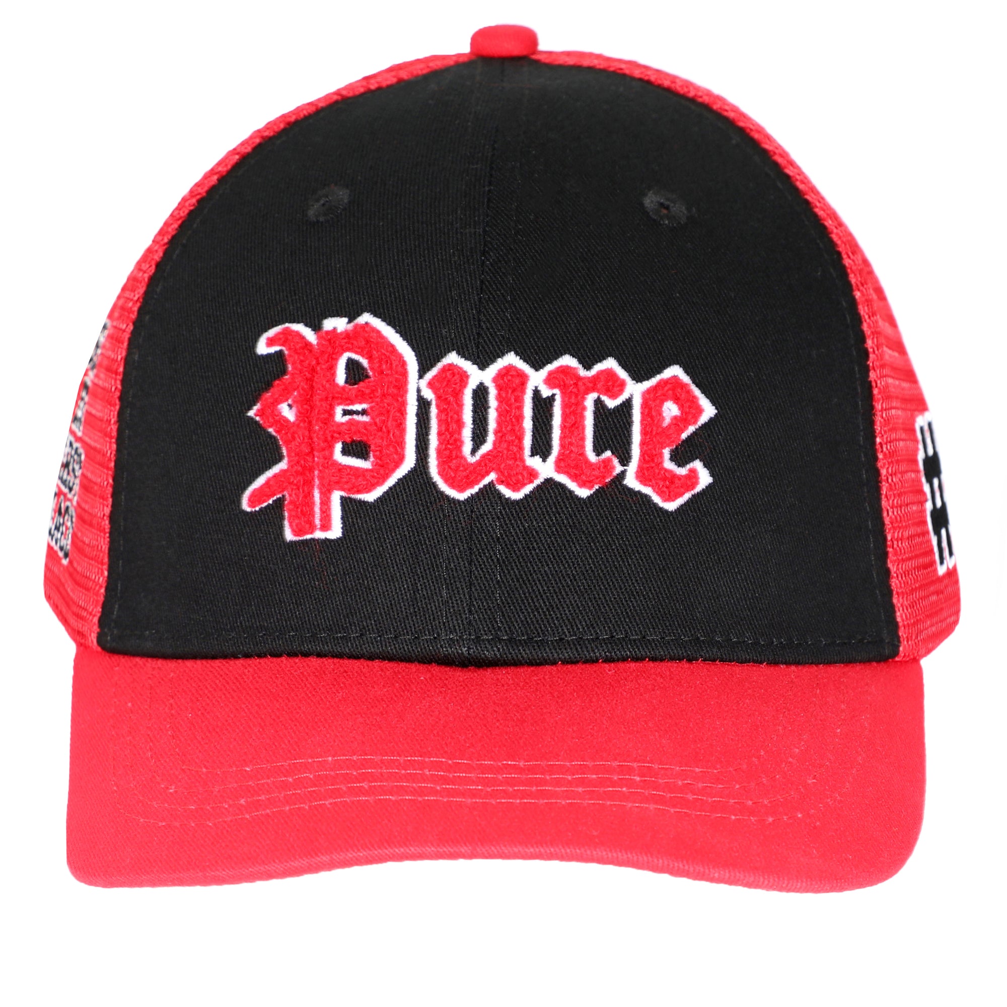 PURE CHENILLE SNAPBACK - RED AND BLACK