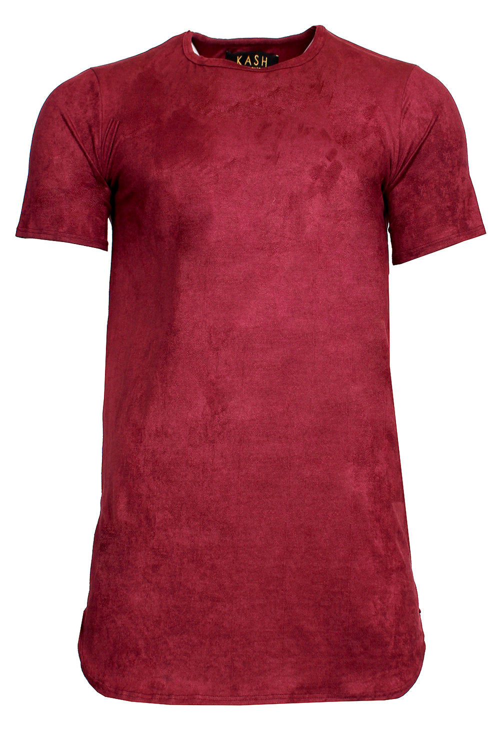 Kash Elongated Suede Short Sleeve Tee in burgundy – view 1 of 2