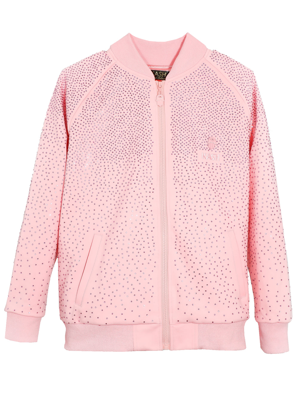 Kash Women's Pink Diamond Track Jacket with Pink Hamsa Logo in pink – view 1 of 1