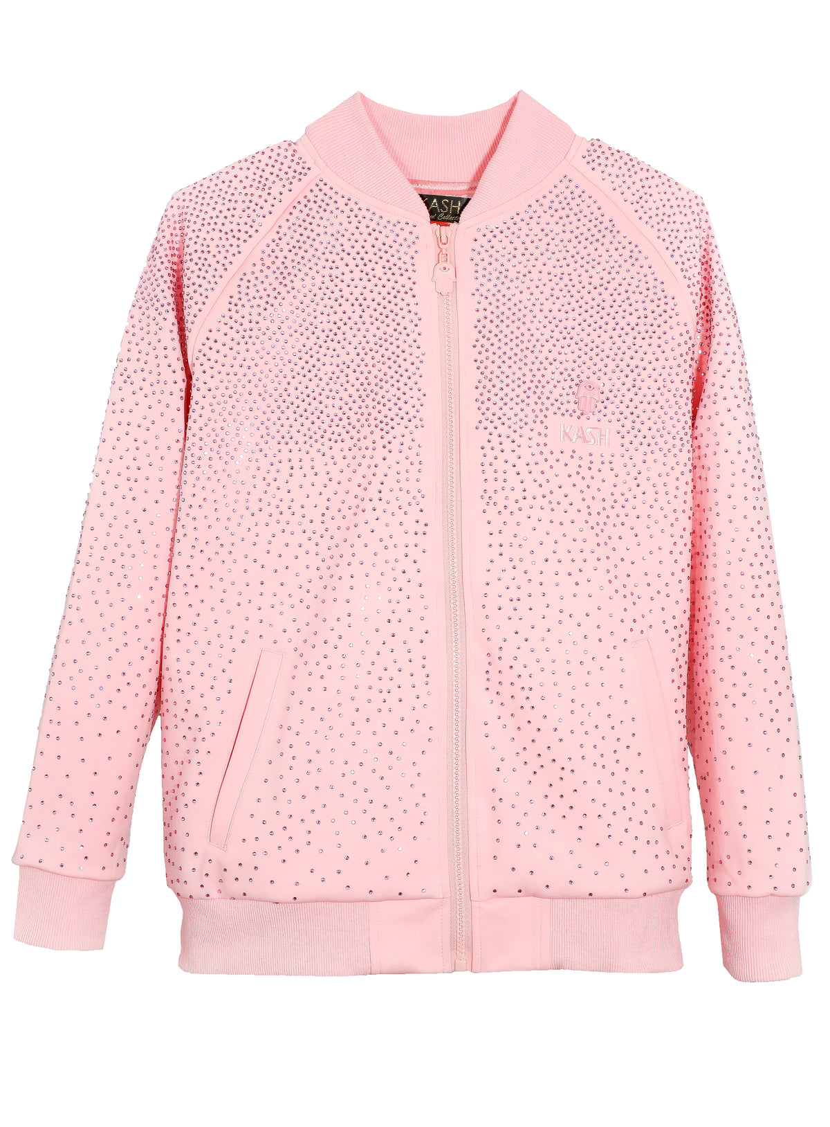 Kash Women's Pink Diamond Track Jacket with Pink Hamsa Logo in pink – view 1 of 1