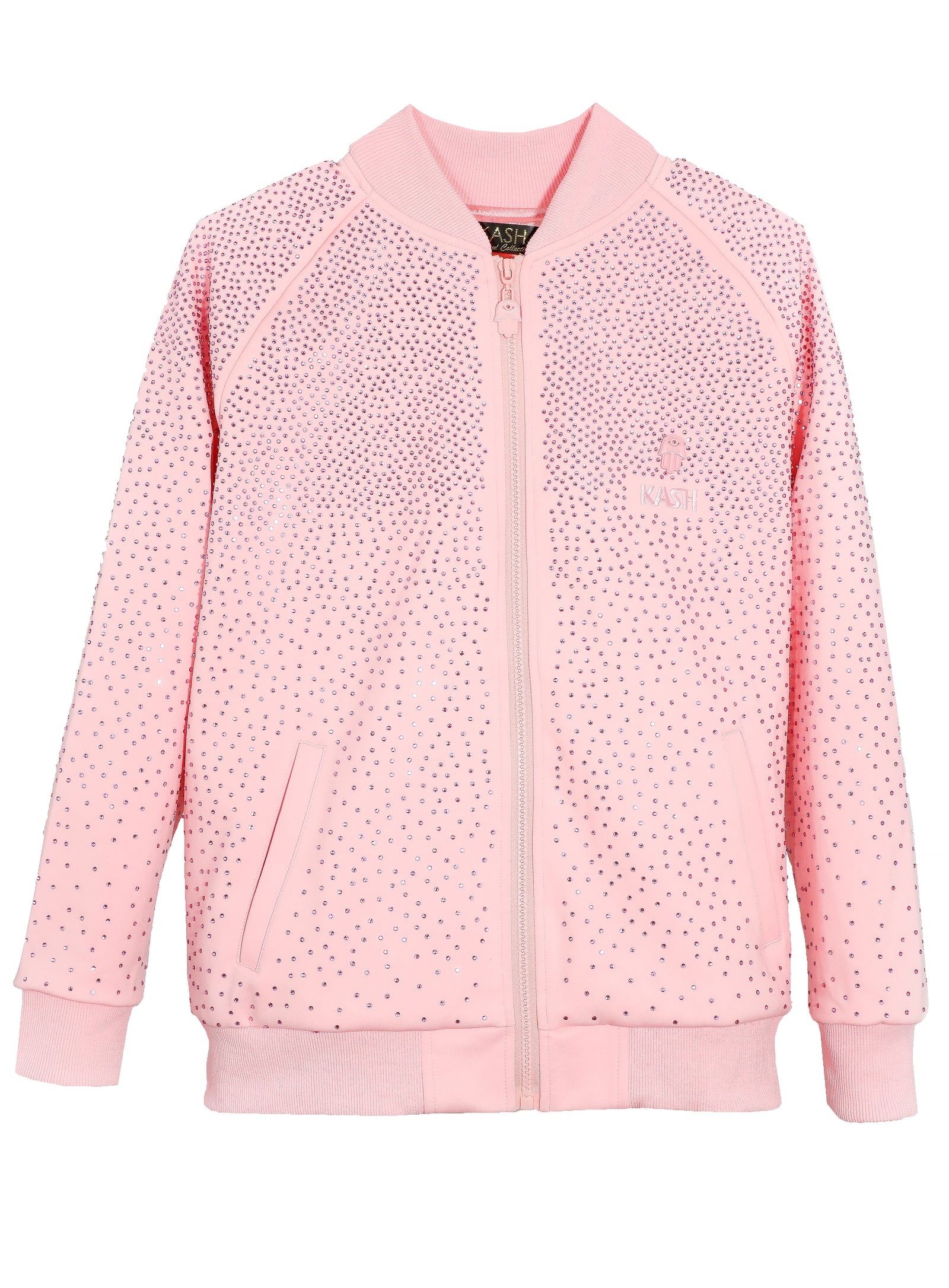 WOMEN'S PINK DIAMOND TRACK JACKET WITH PINK HAMSA LOGO