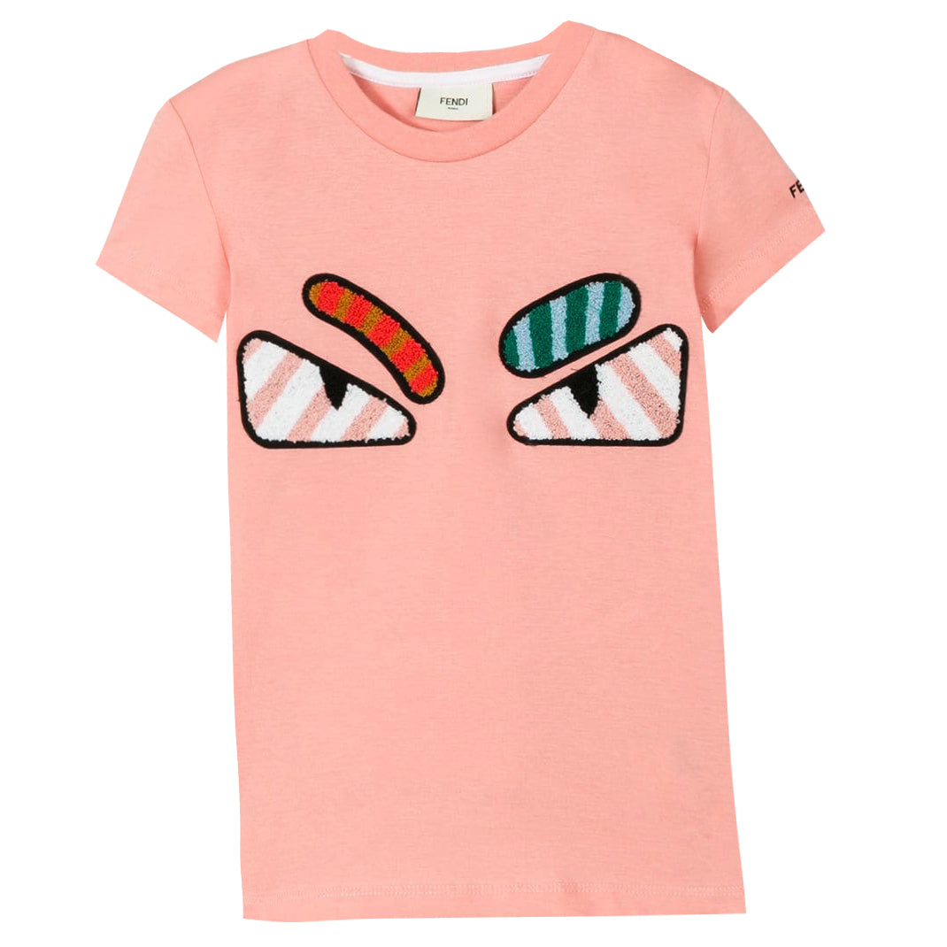 Fendi Girls SS Monster Eye Tee in pink – view 1 of 2