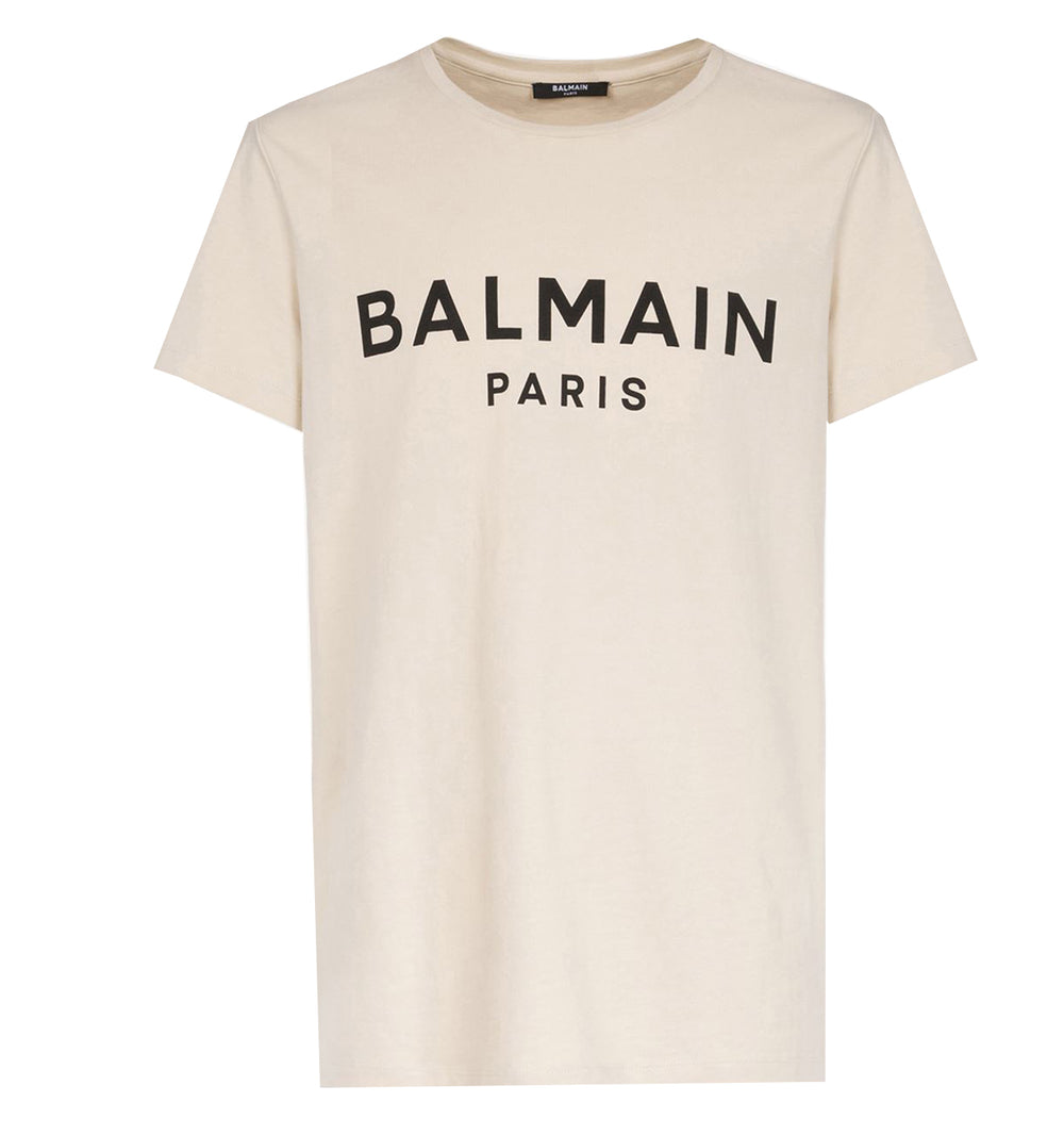 Balmain Logo Short Sleeve Tee in tan – view 1 of 2
