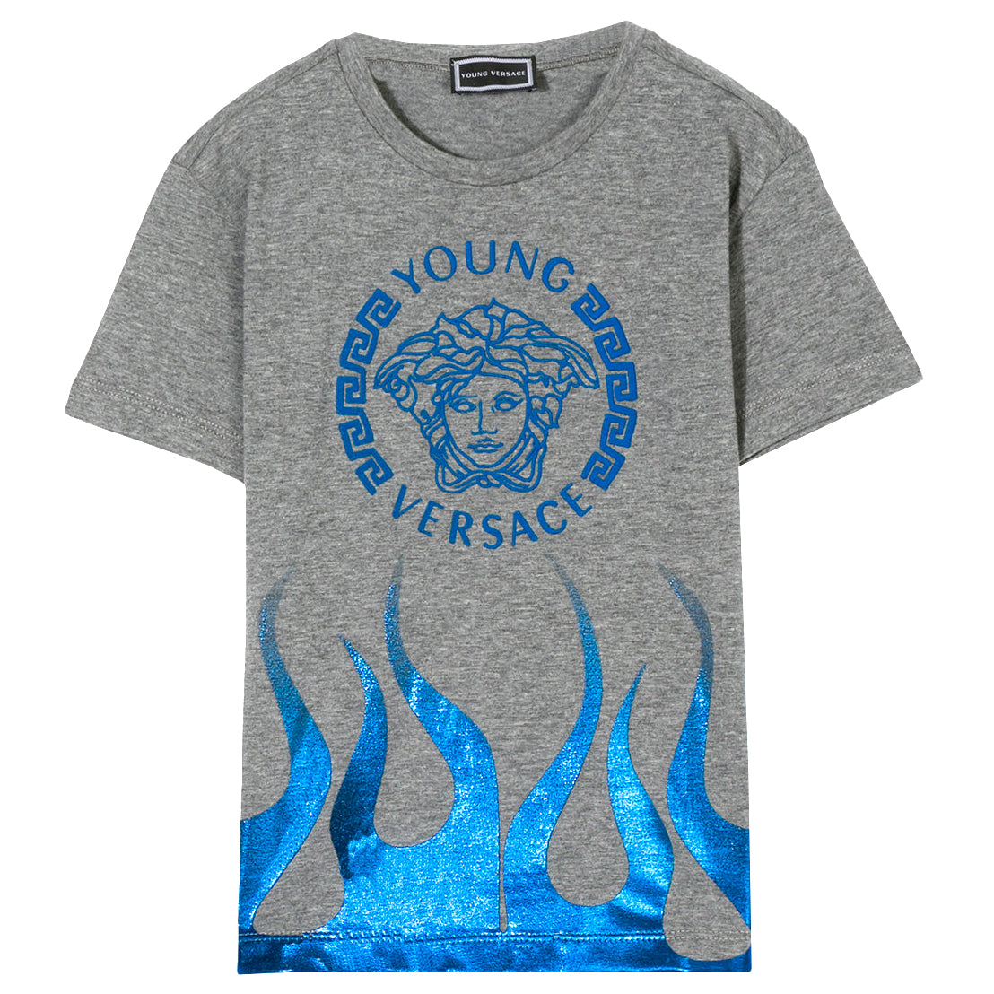 Boys Short Sleeve Medusa Logo Tee Shirt-Grey