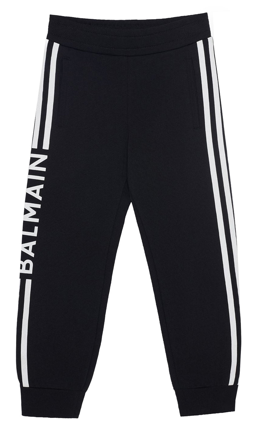 Sweatpants With Striped Logo Down Sides - Black