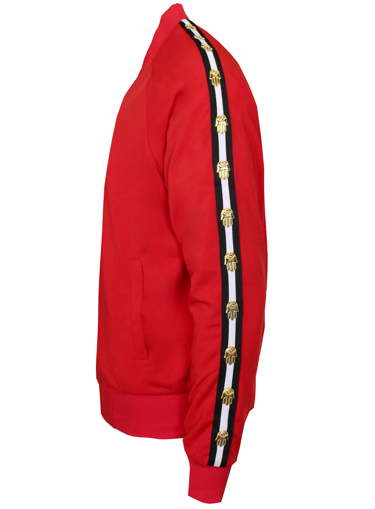 Men's Long Sleeve Icon Track Jacket with HAMSA Hand-Red