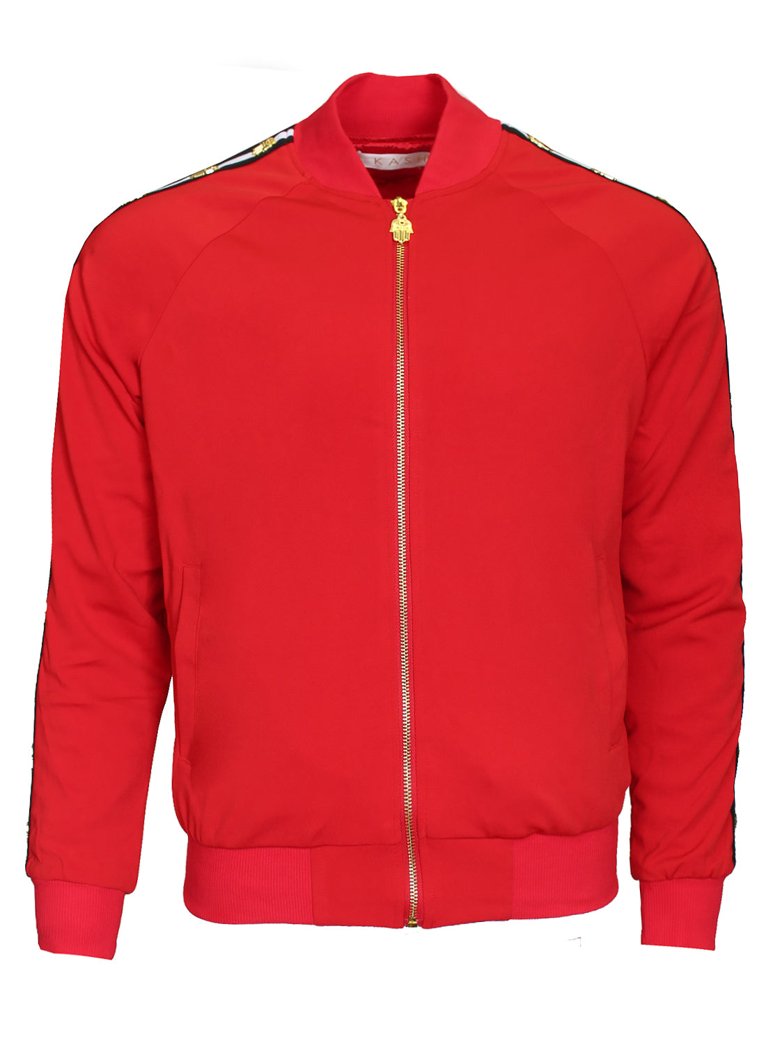 Men&#39;s Long Sleeve Icon Track Jacket with HAMSA Hand-Red
