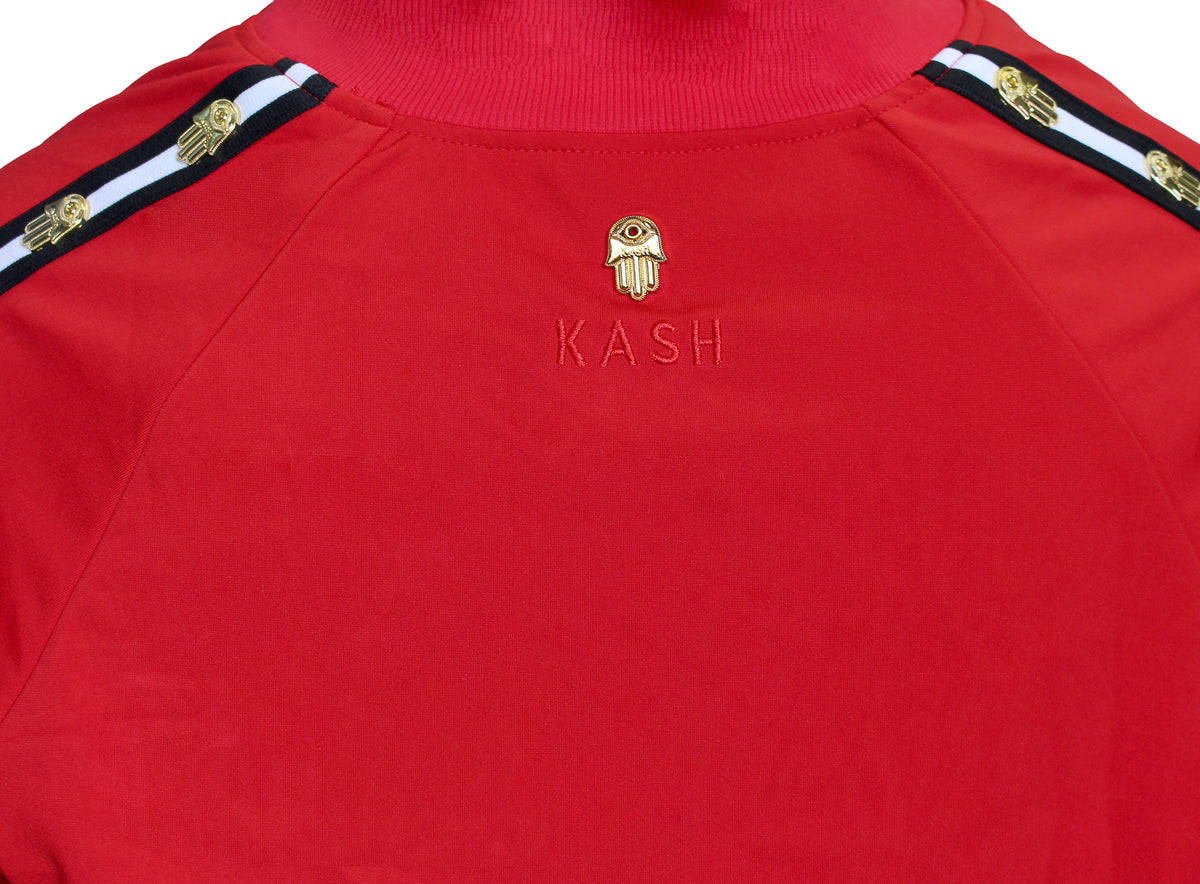 Men&#39;s Long Sleeve Icon Track Jacket with HAMSA Hand-Red