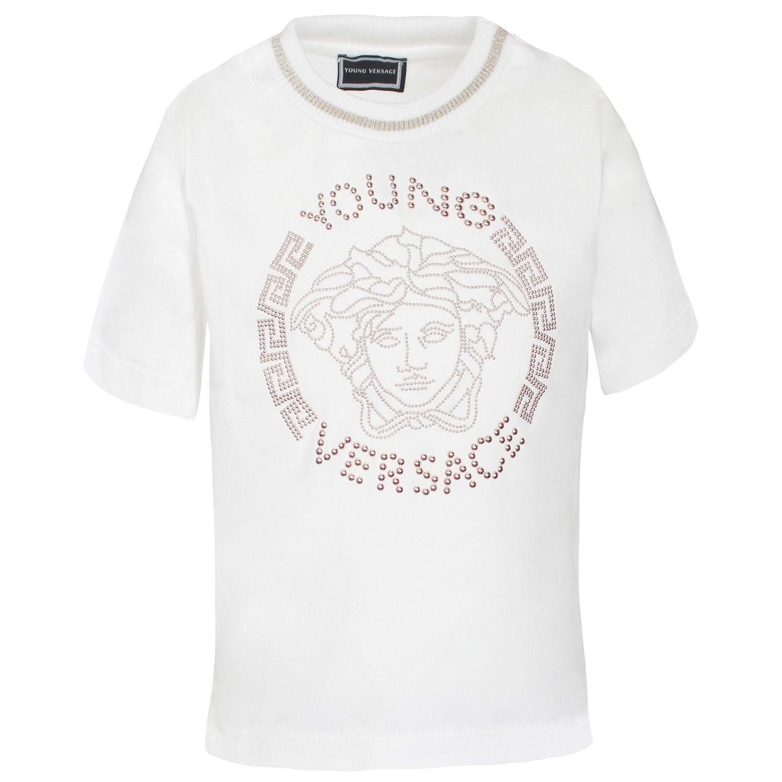 Girls Short Sleeve with Medusa Logo Tee-White