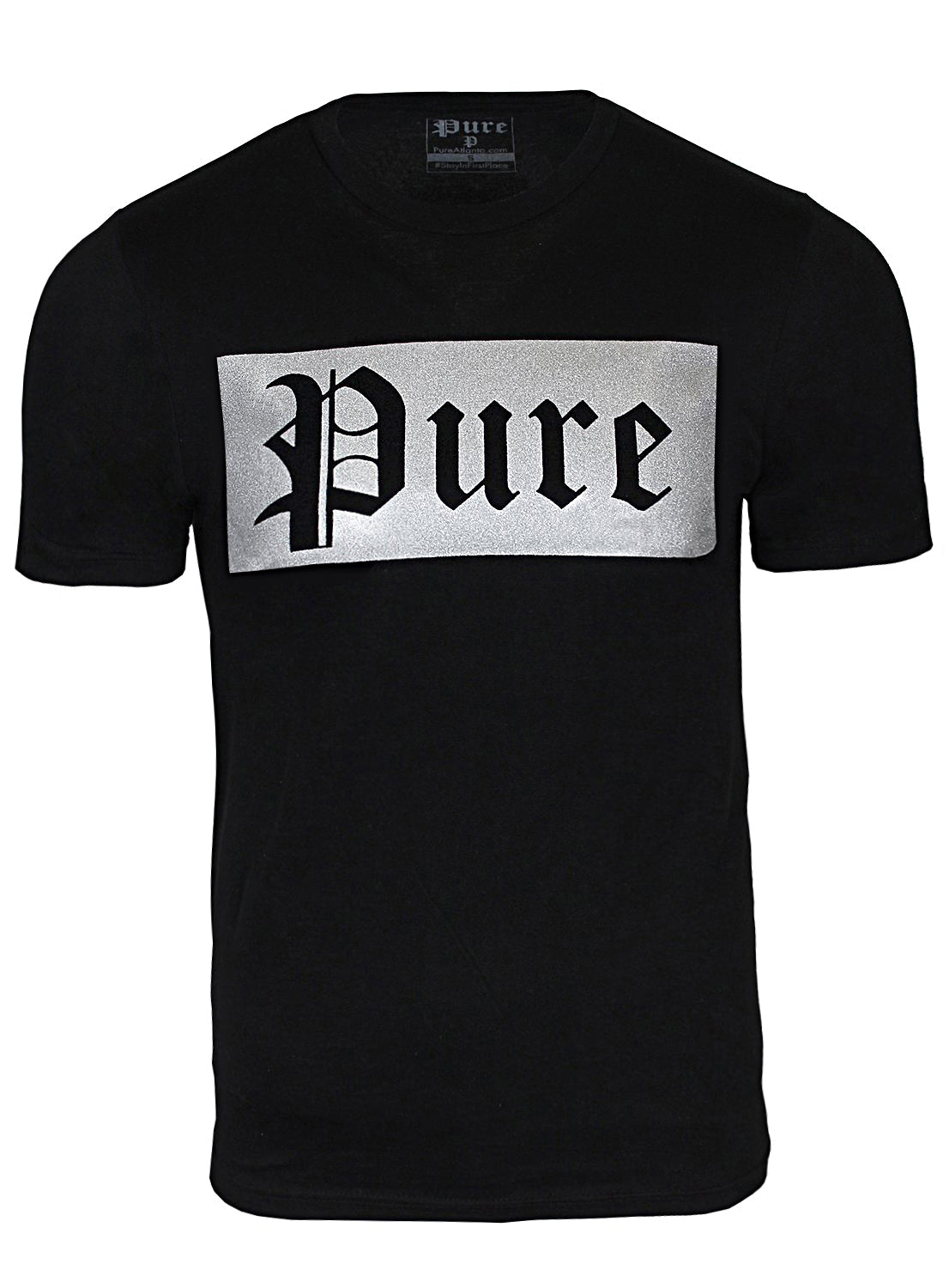Black Tee with Silver Pure Logo in black with silver logo – view 6 of 6
