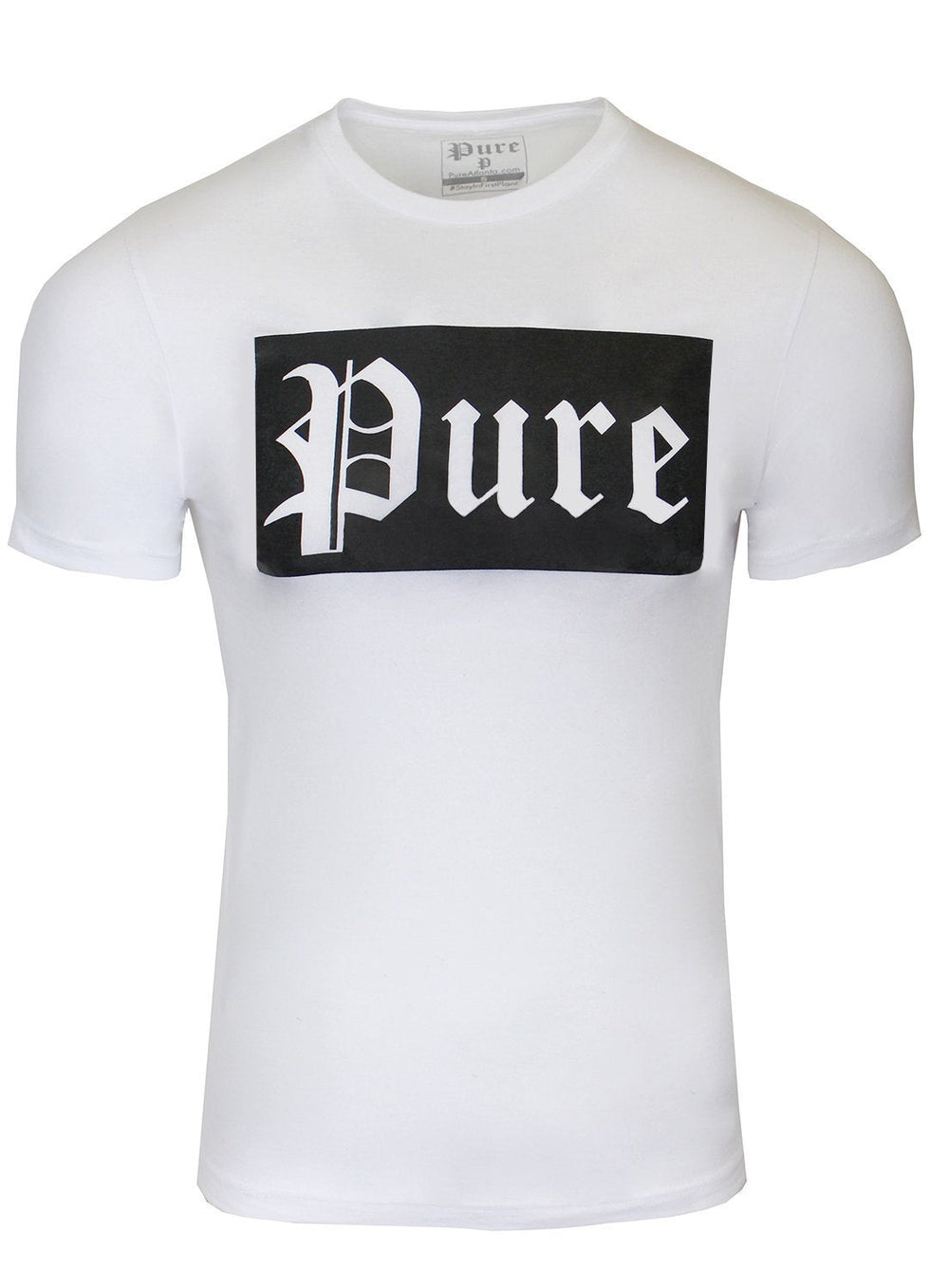 Stretch Pure Tee White with Black Block Logo in white/black – view 3 of 3