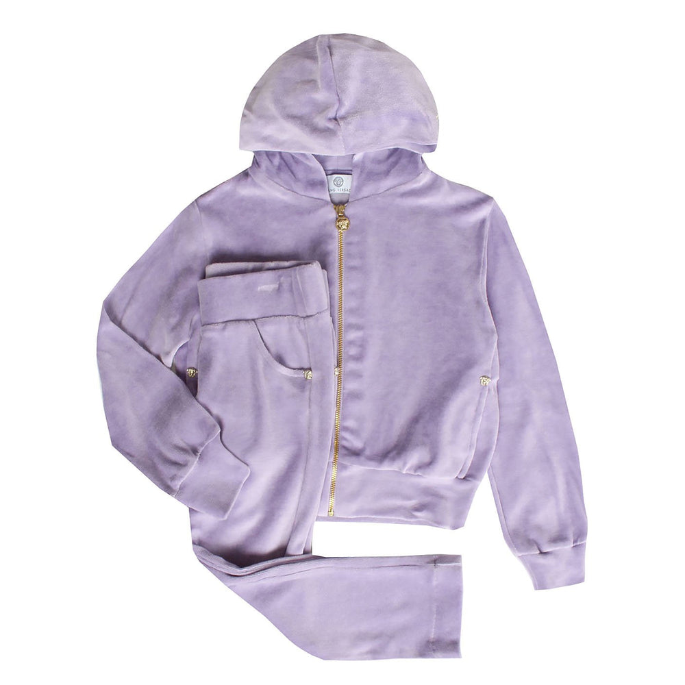 Young Versace Girls' Velour Jogging Set in lilac – view 2 of 4